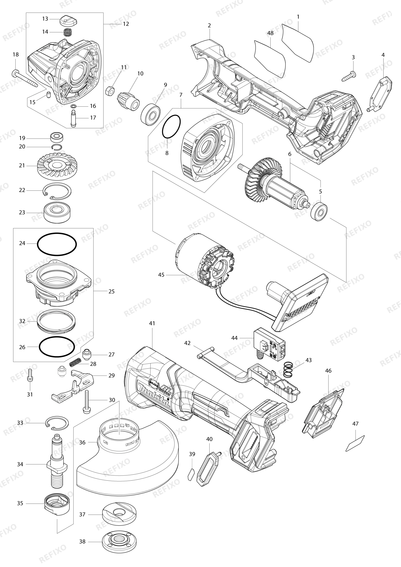 MAKITA GA013G — схема запчастей
