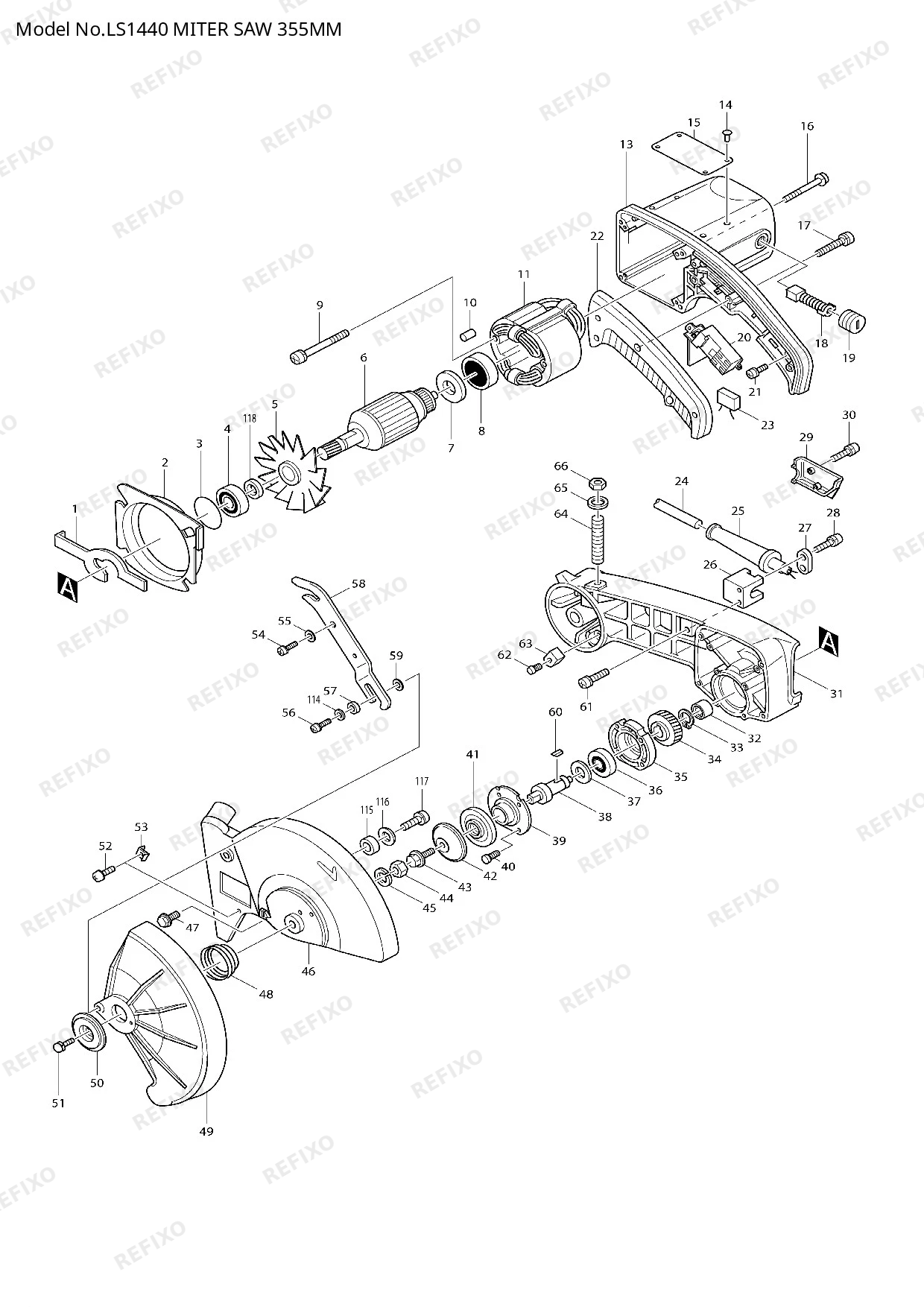 MAKITA LS1440 — схема запчастей