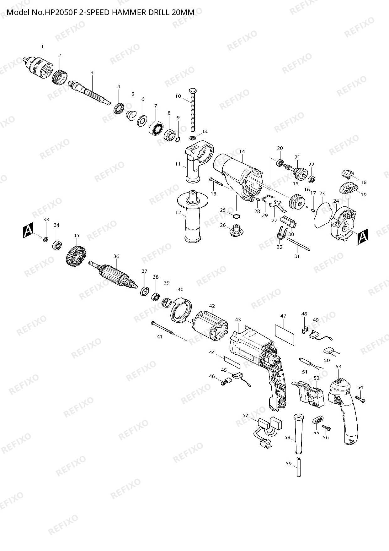 MAKITA HP2050F — схема запчастей