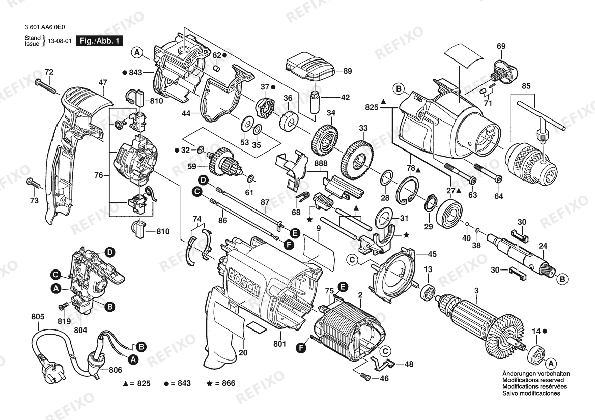 Bosch Дрель GBM 16-2 RE | 127 V | 063 - BR (3 601 AA6 0D0) — схема запчастей