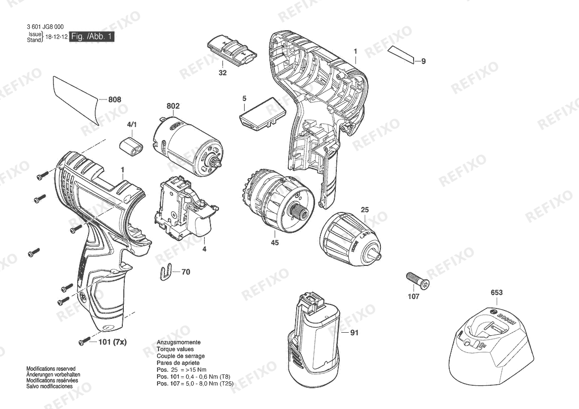 Bosch Аккумуляторный шуруповёрт GSR 120-LI | 12 V | 044 - LAM (3 601 JG8 0E0) — схема запчастей