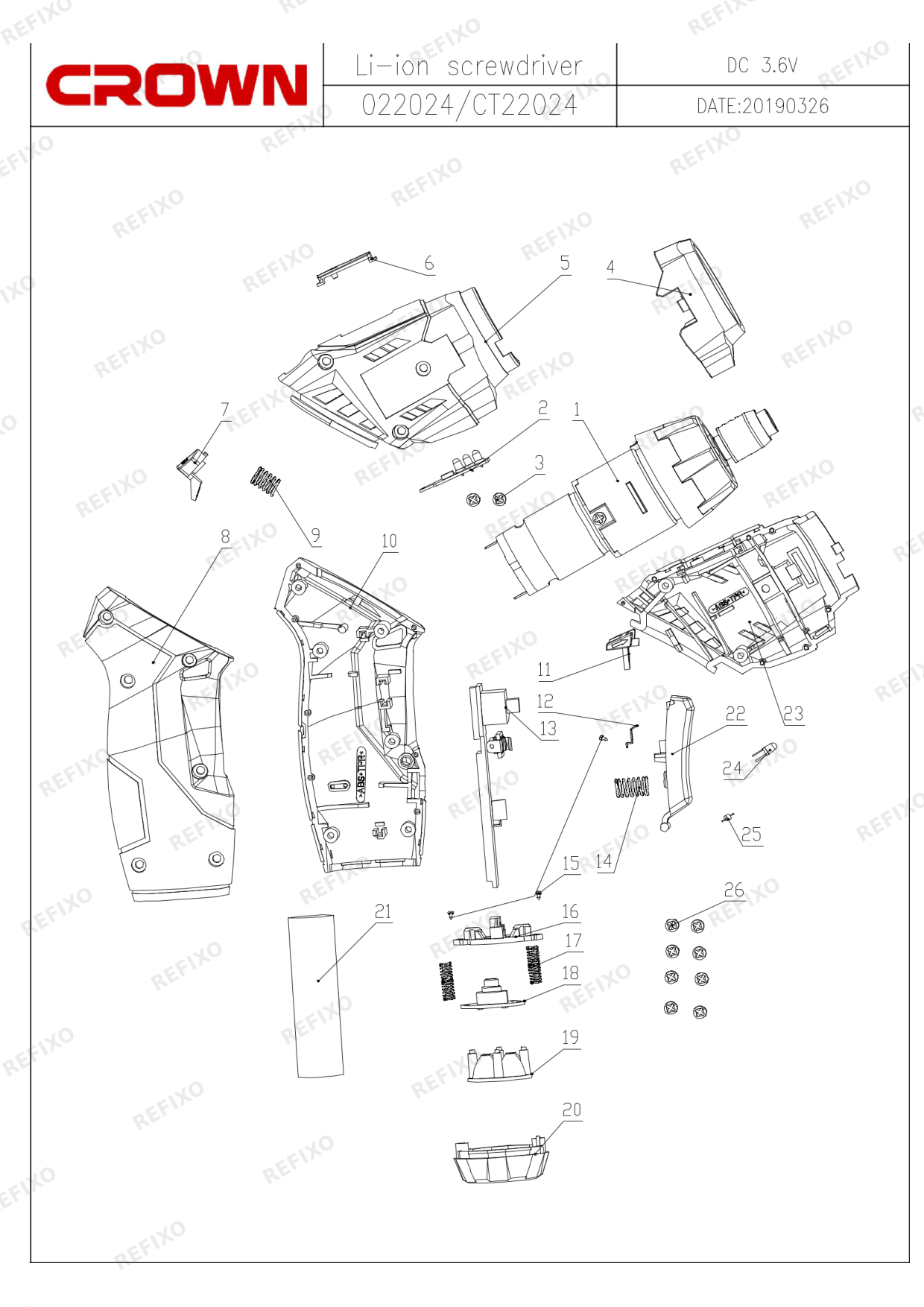 CROWN CT22024 MC — схема запчастей