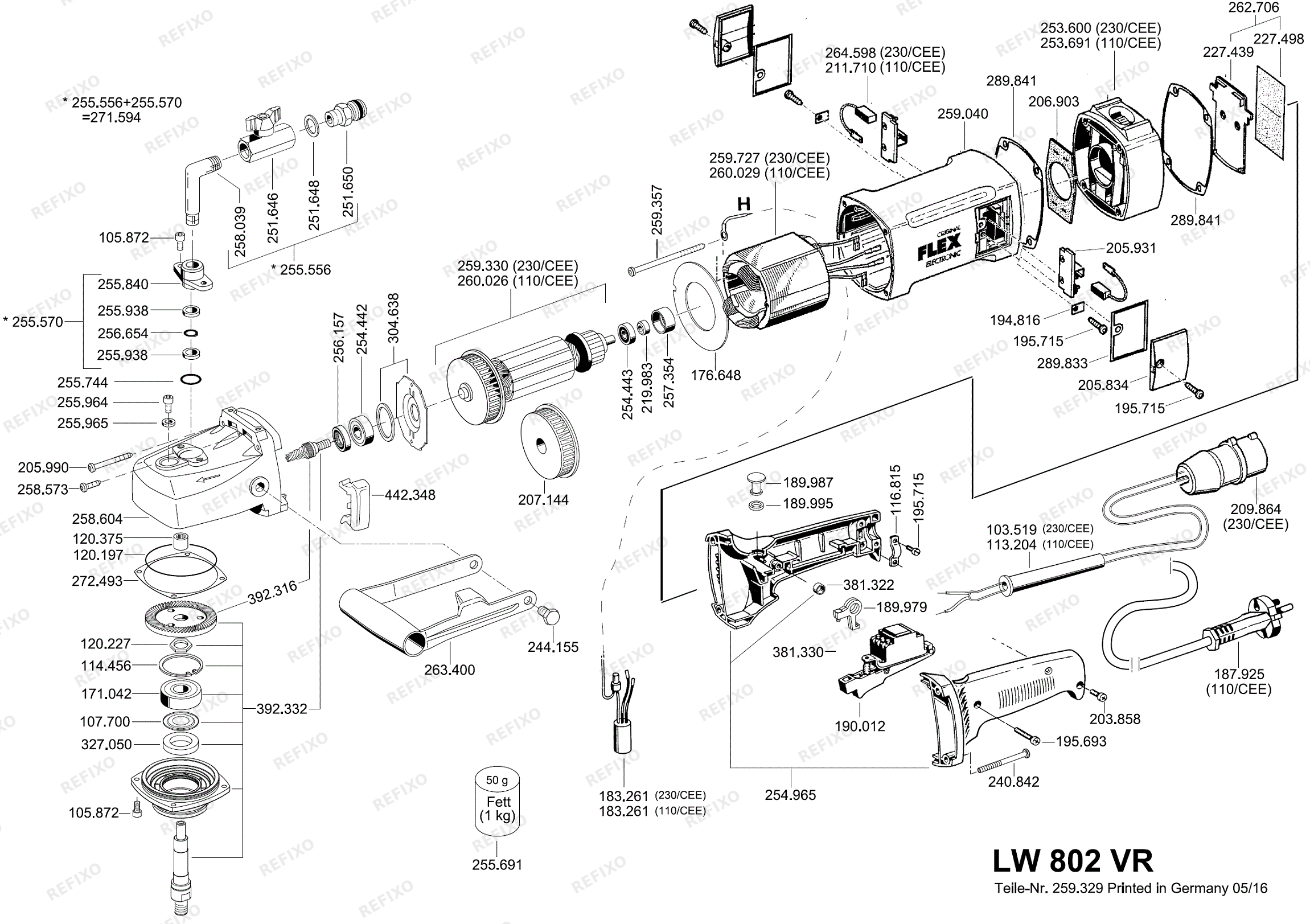 Flex LW 802 VR 230CEE nach 01.05.2016 LW802VR — схема запчастей