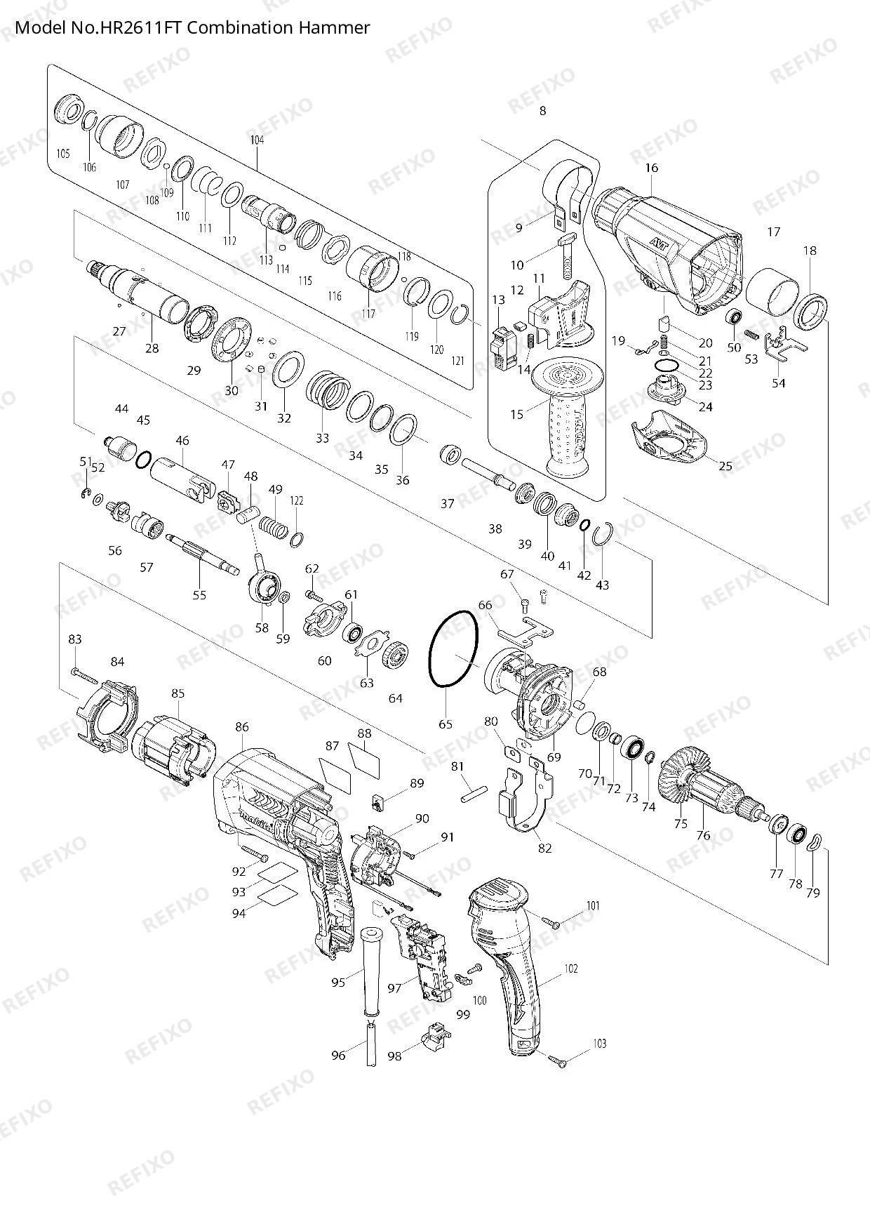 MAKITA HR2611FT — схема запчастей