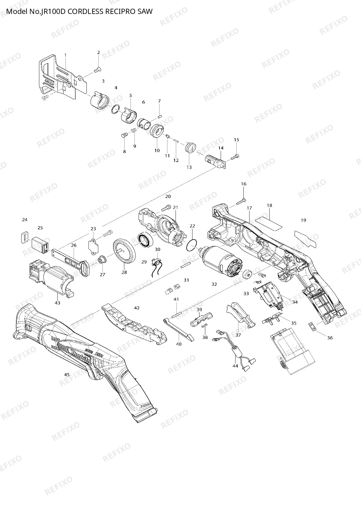 MAKITA JR100D — схема запчастей