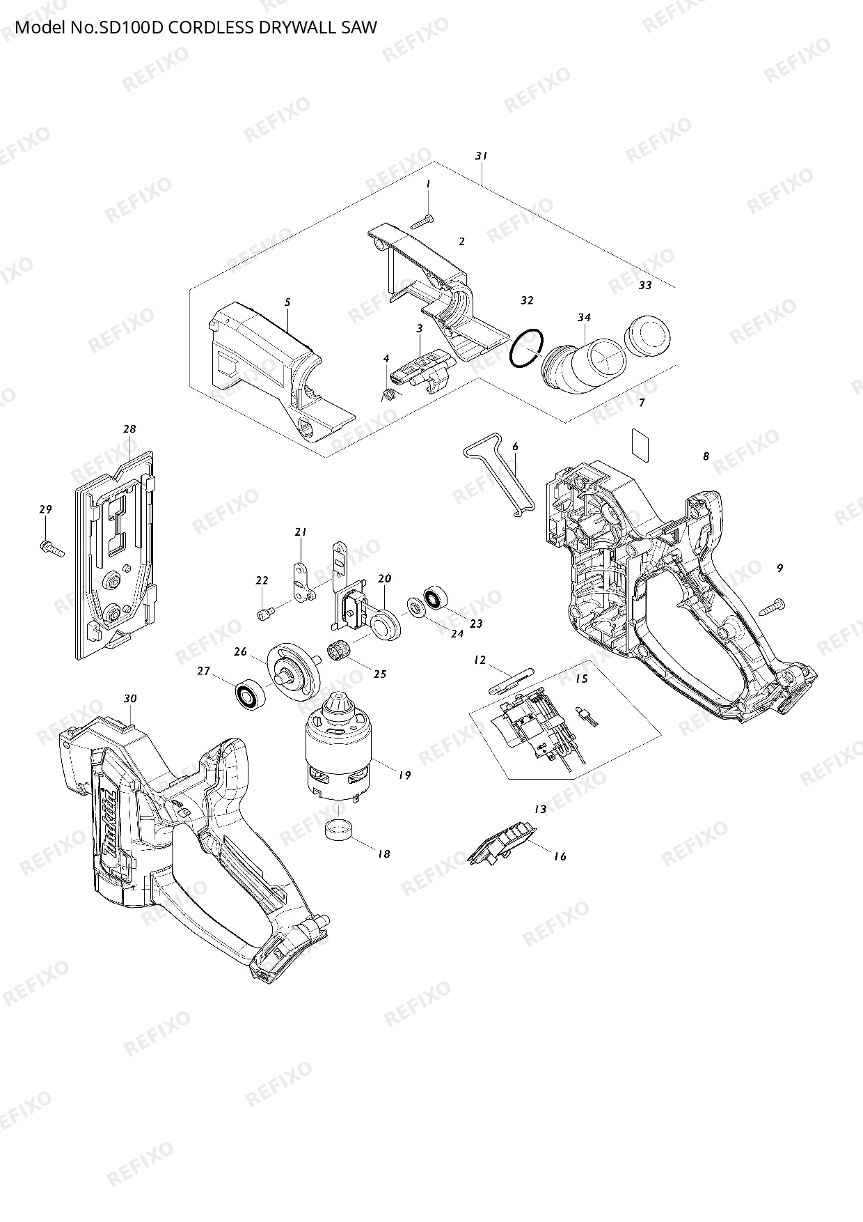 MAKITA SD100D — схема запчастей