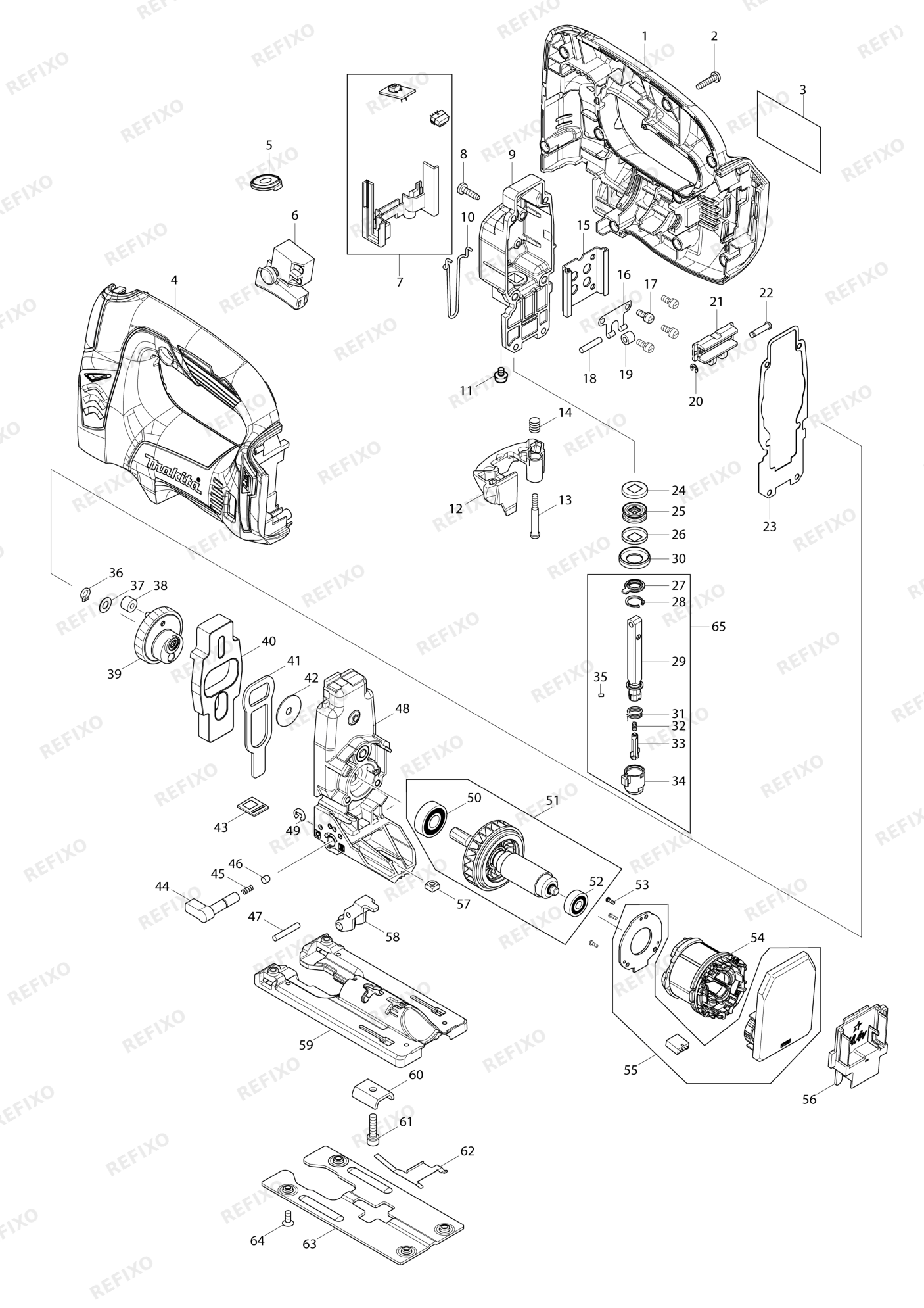MAKITA DJV142 — схема запчастей