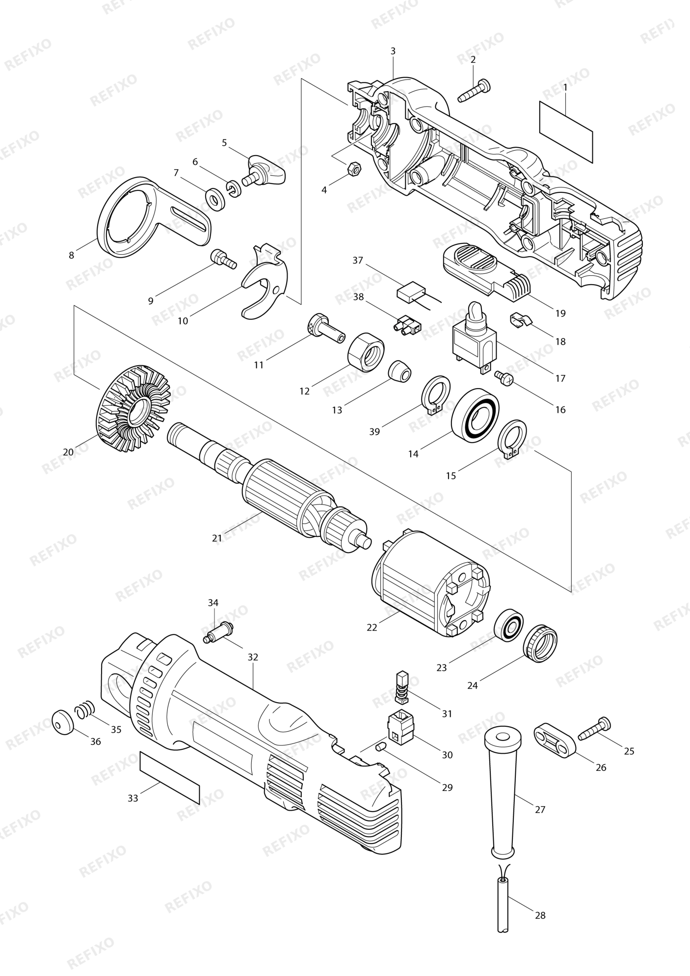 MAKITA 3706 — схема запчастей