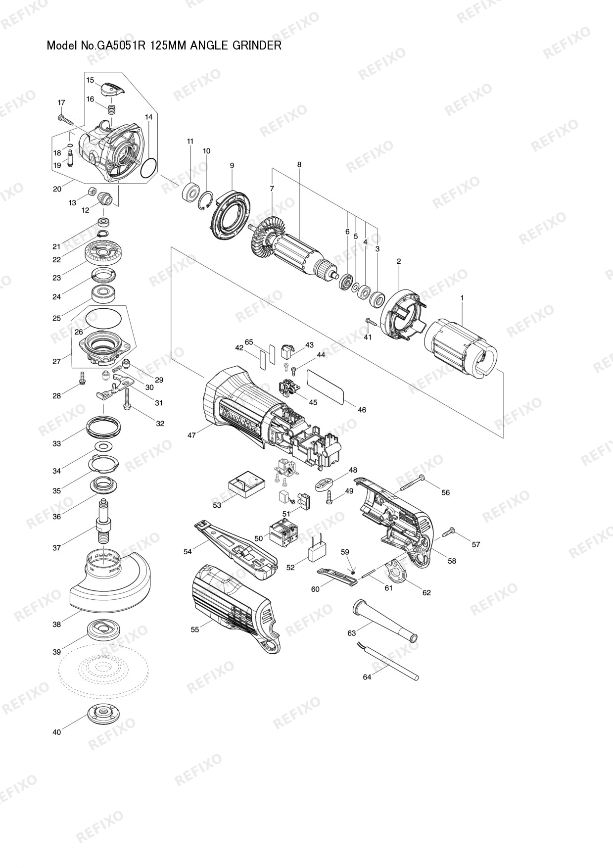 MAKITA GA5051R — схема запчастей