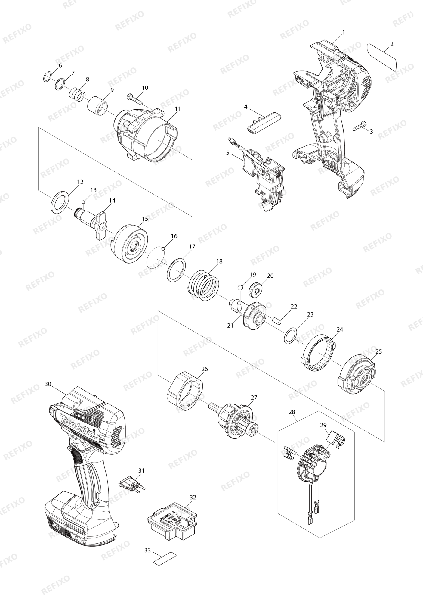 MAKITA DTD156 — схема запчастей