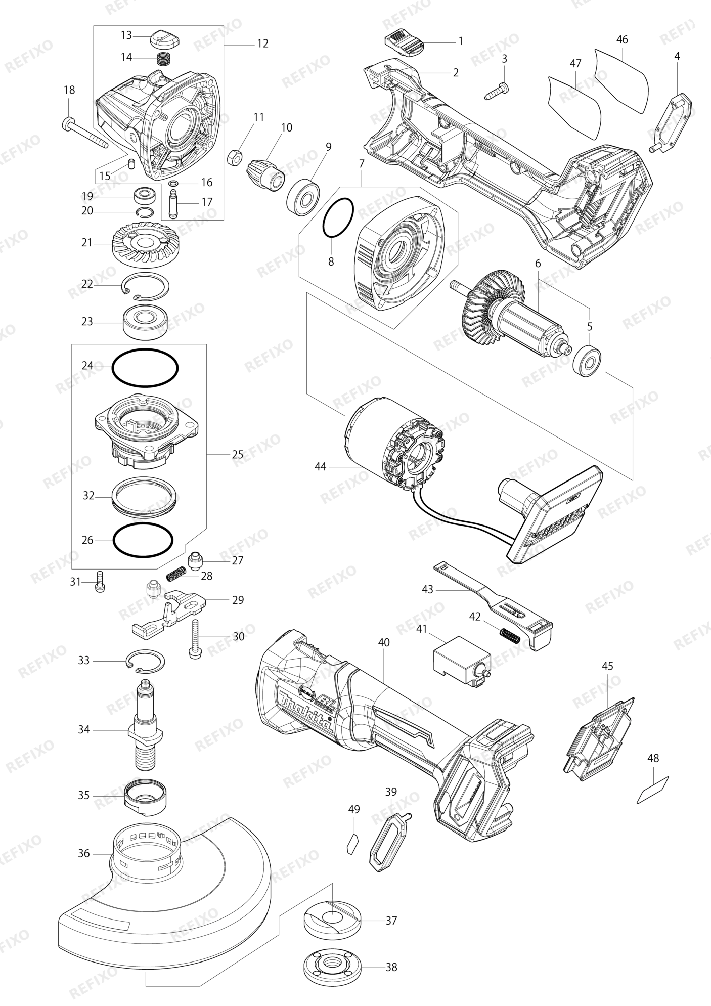 MAKITA GA035G — схема запчастей