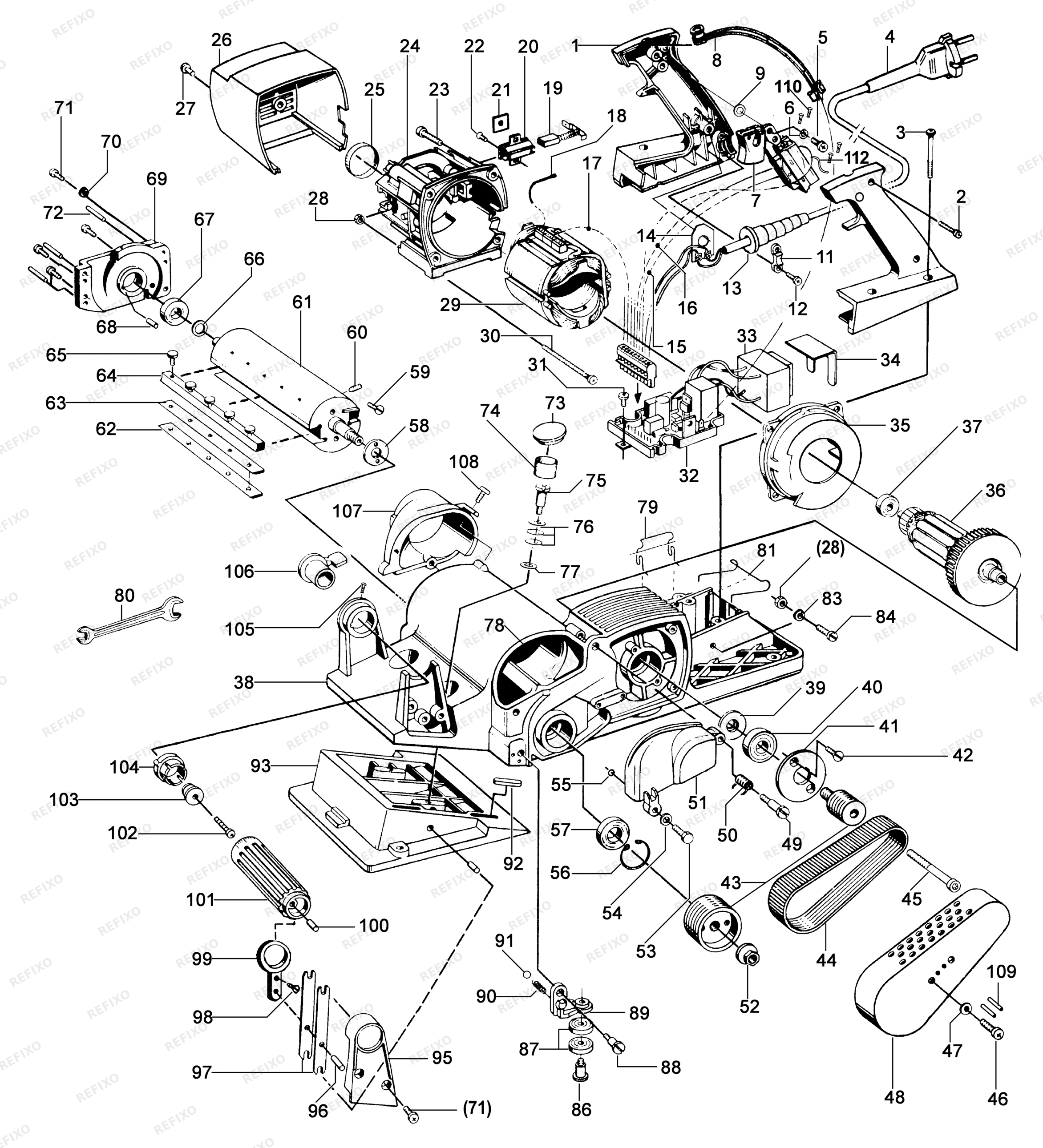 Festool PL 205 E - балочный рубанок 10011170 — схема запчастей
