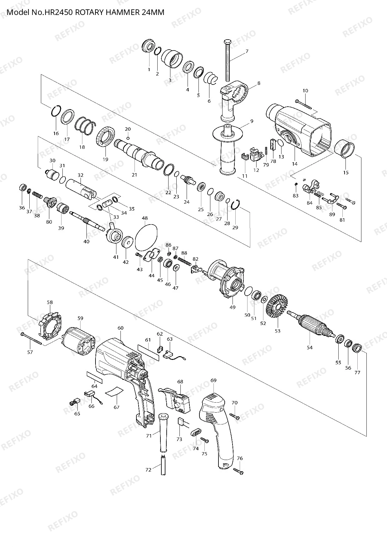 MAKITA HR2450 — схема запчастей