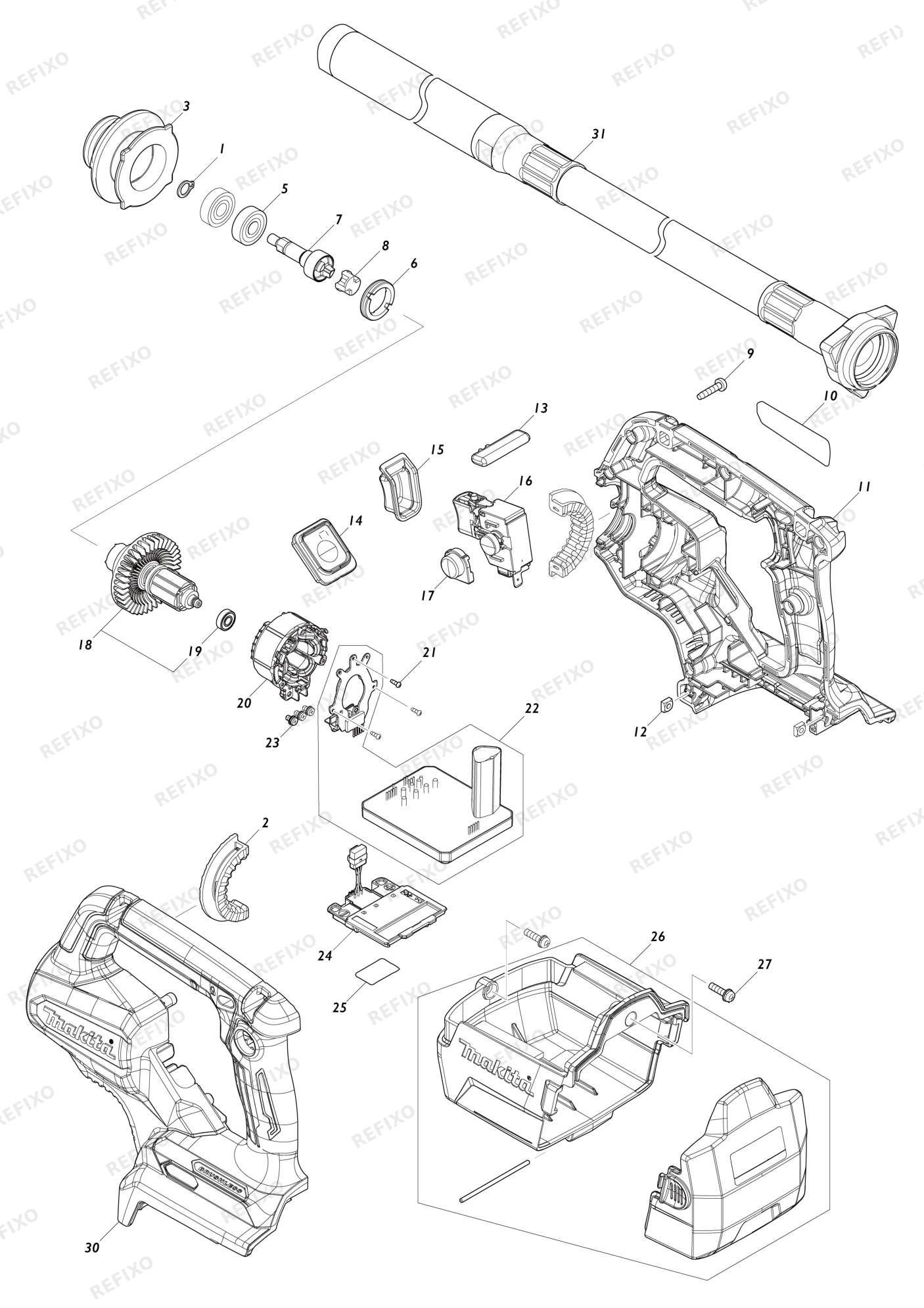 MAKITA VR004G — схема запчастей
