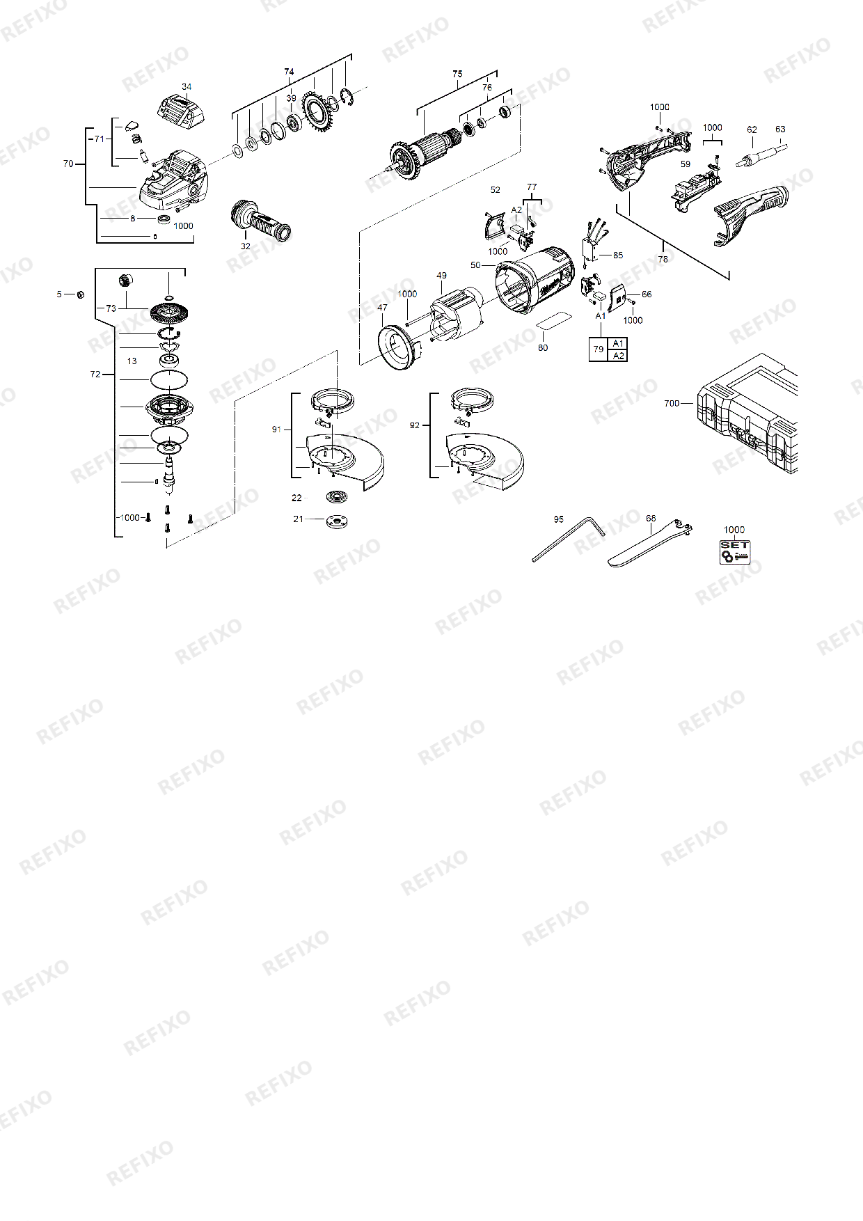 MILWAUKEE AGV22 230E 4933431850 4000431851 — схема запчастей