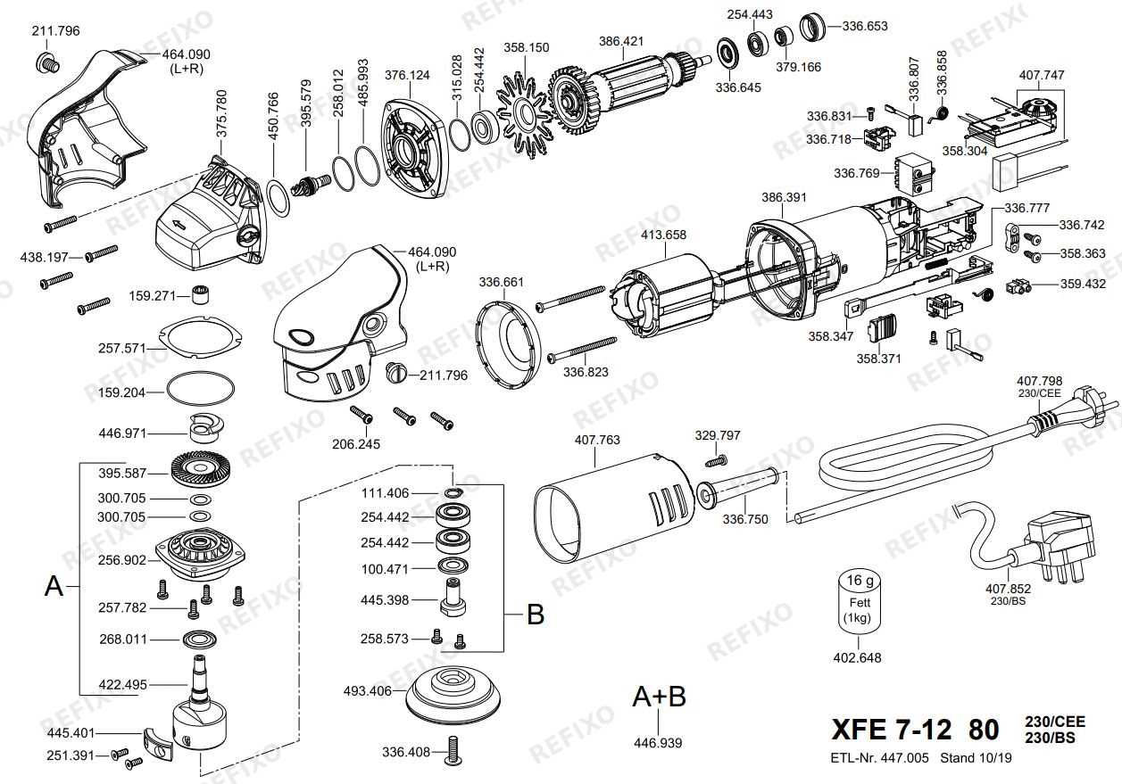 Flex XFE 7-12 80 P- набор 230CEE — схема запчастей