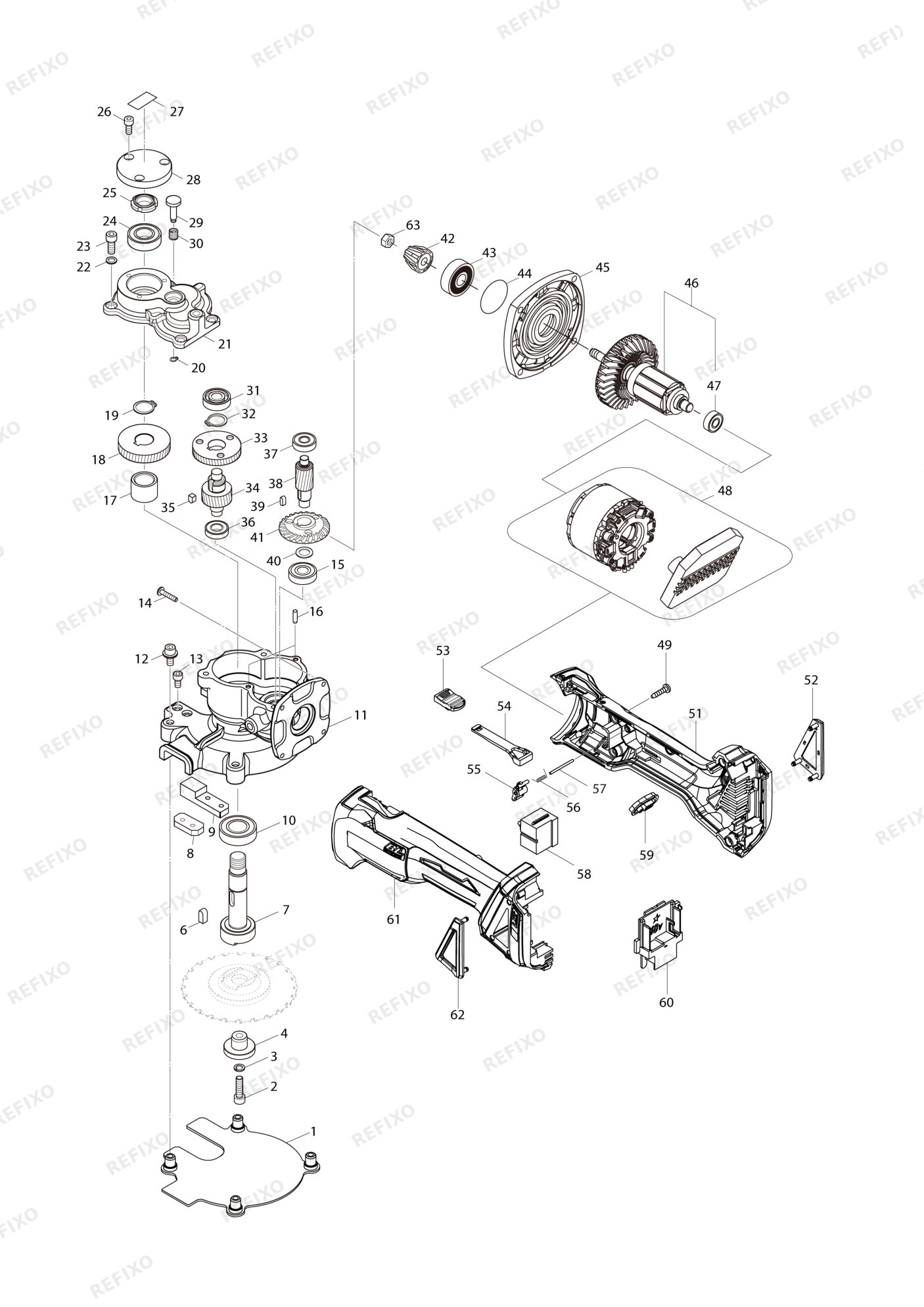 MAKITA DSC250 — схема запчастей