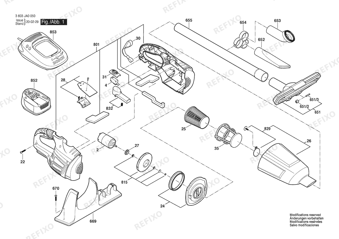 Bosch Аккумуляторный - пылесос PAS 18V-LI | 18 V | 006 - JP (3 603 JA0 050) — схема запчастей