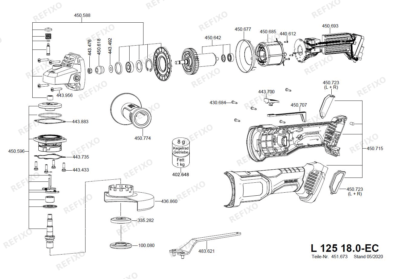 Flex L 125 18.0-EC5.0 набор — схема запчастей