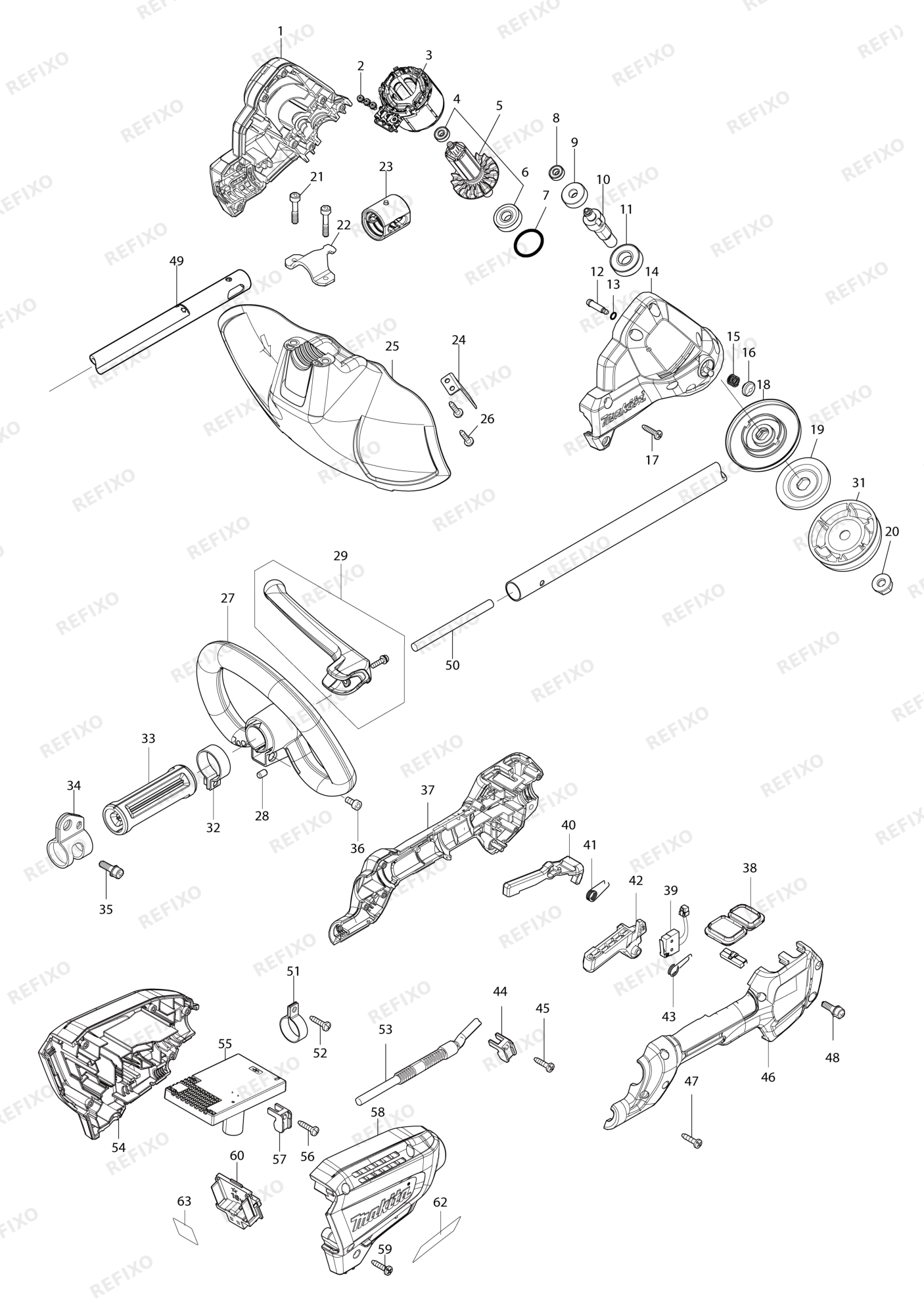 MAKITA DUR190L — схема запчастей