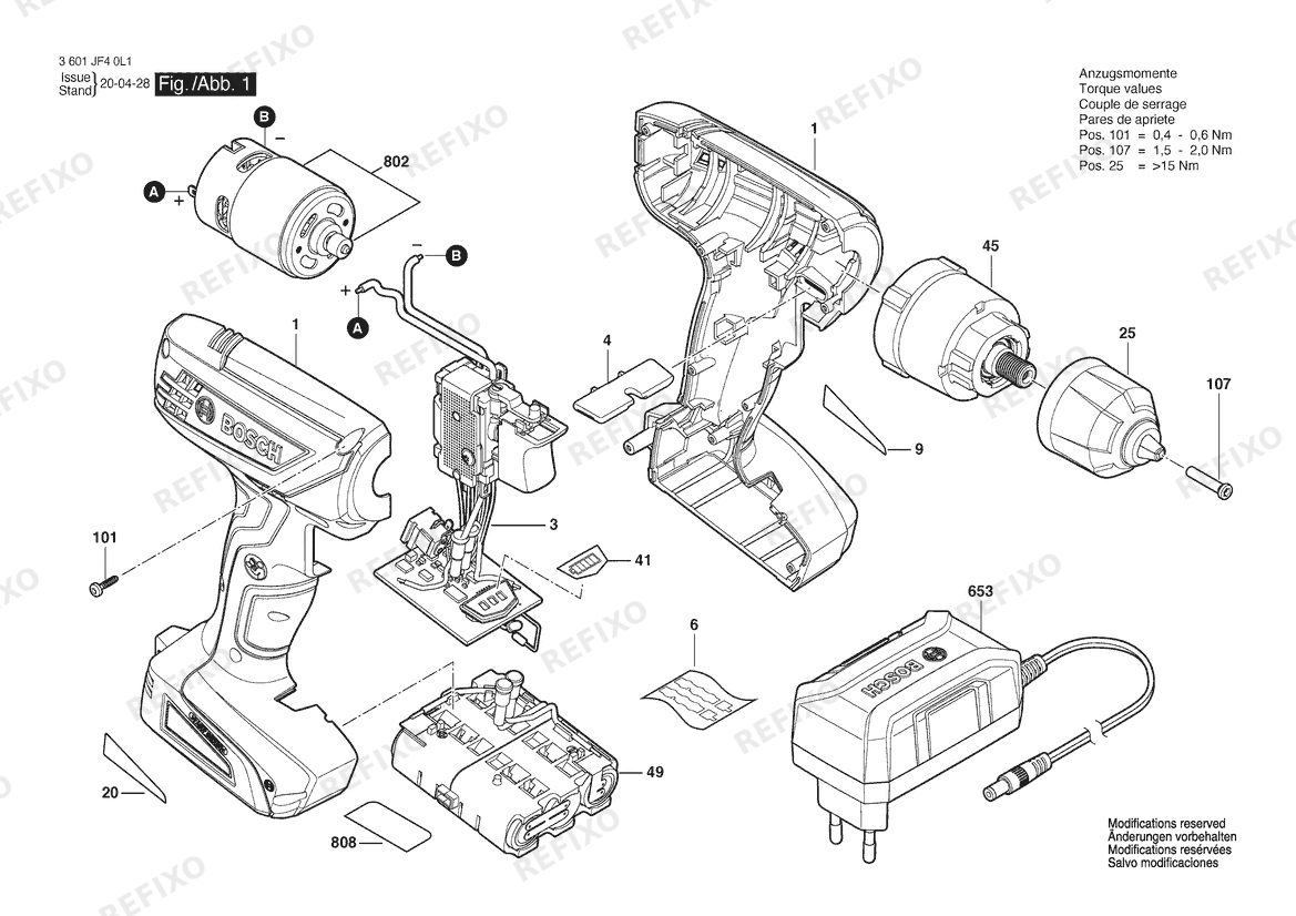 Bosch Аккумуляторный шуруповёрт GSR SMART | 10.8 V | 044 - LAM (3 601 JF4 0E1) — схема запчастей