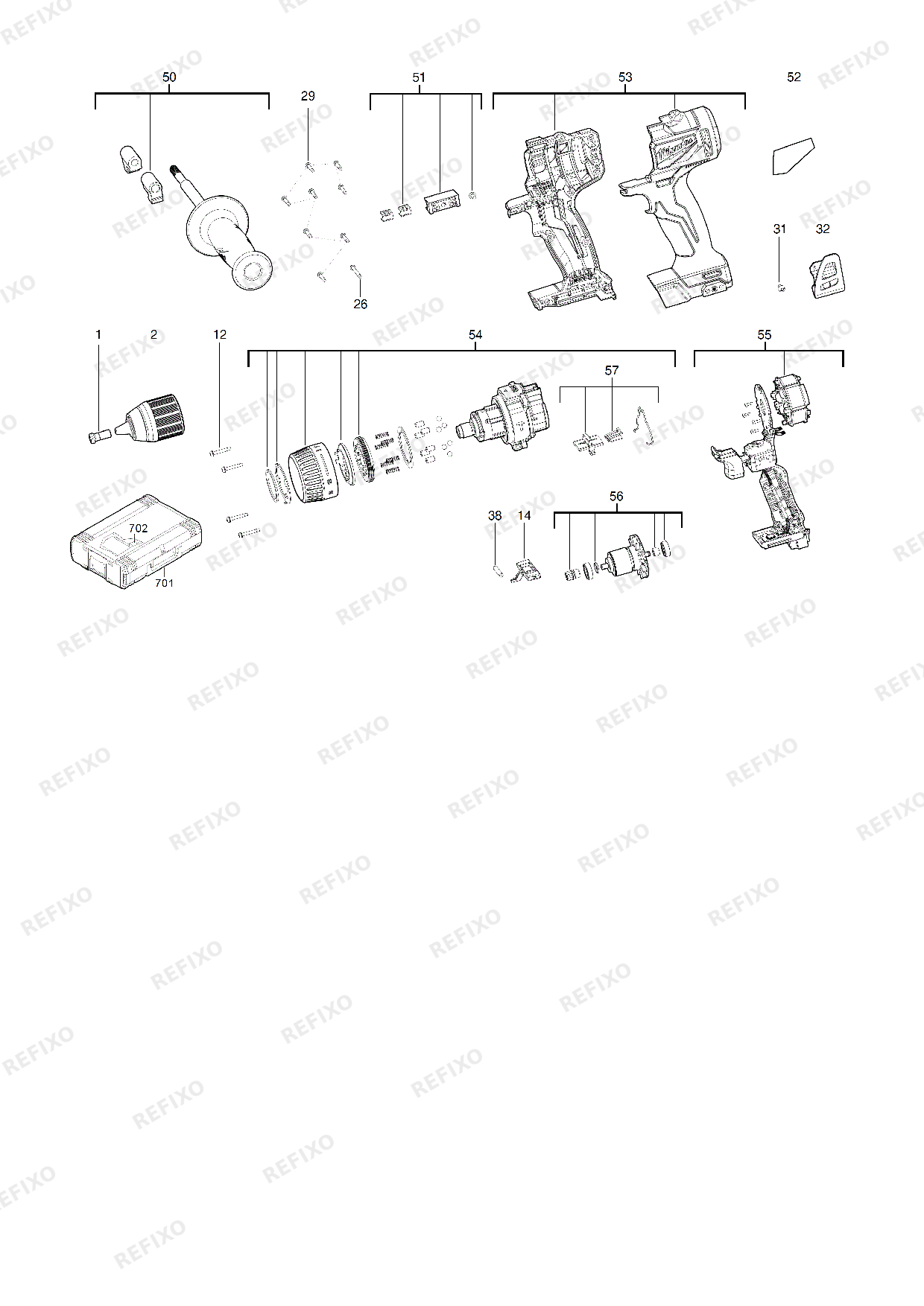 MILWAUKEE M18BLPD2 0X 4933464516 4000469172 — схема запчастей