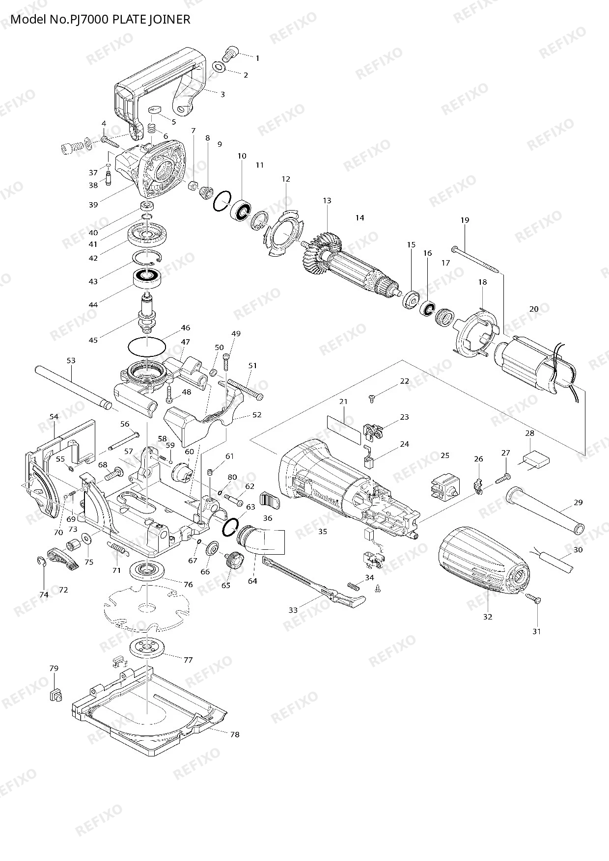 MAKITA PJ7000 — схема запчастей