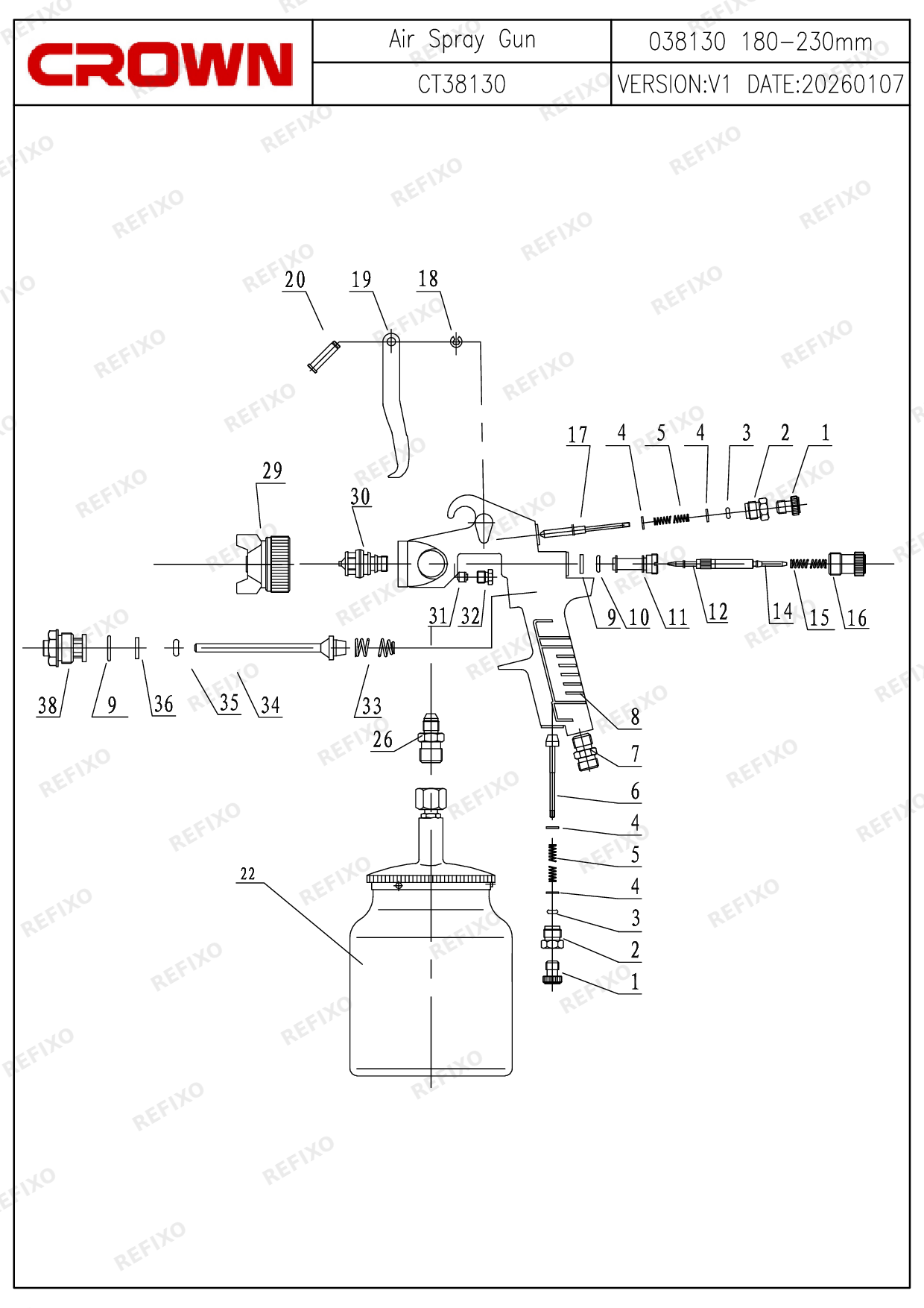 CROWN CT38130 — схема запчастей