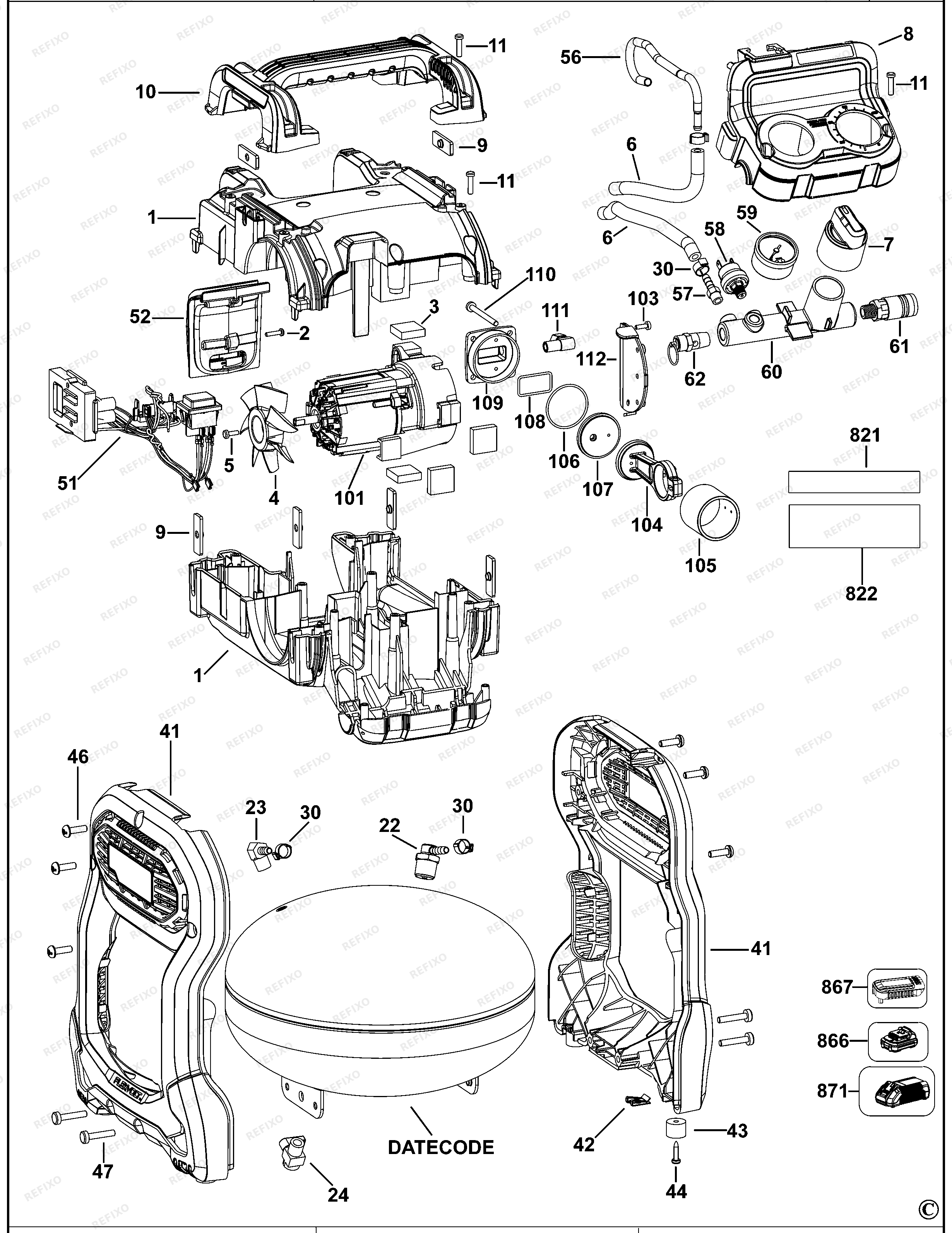 DeWalt КОМПРЕССОР DCC1054 — схема запчастей