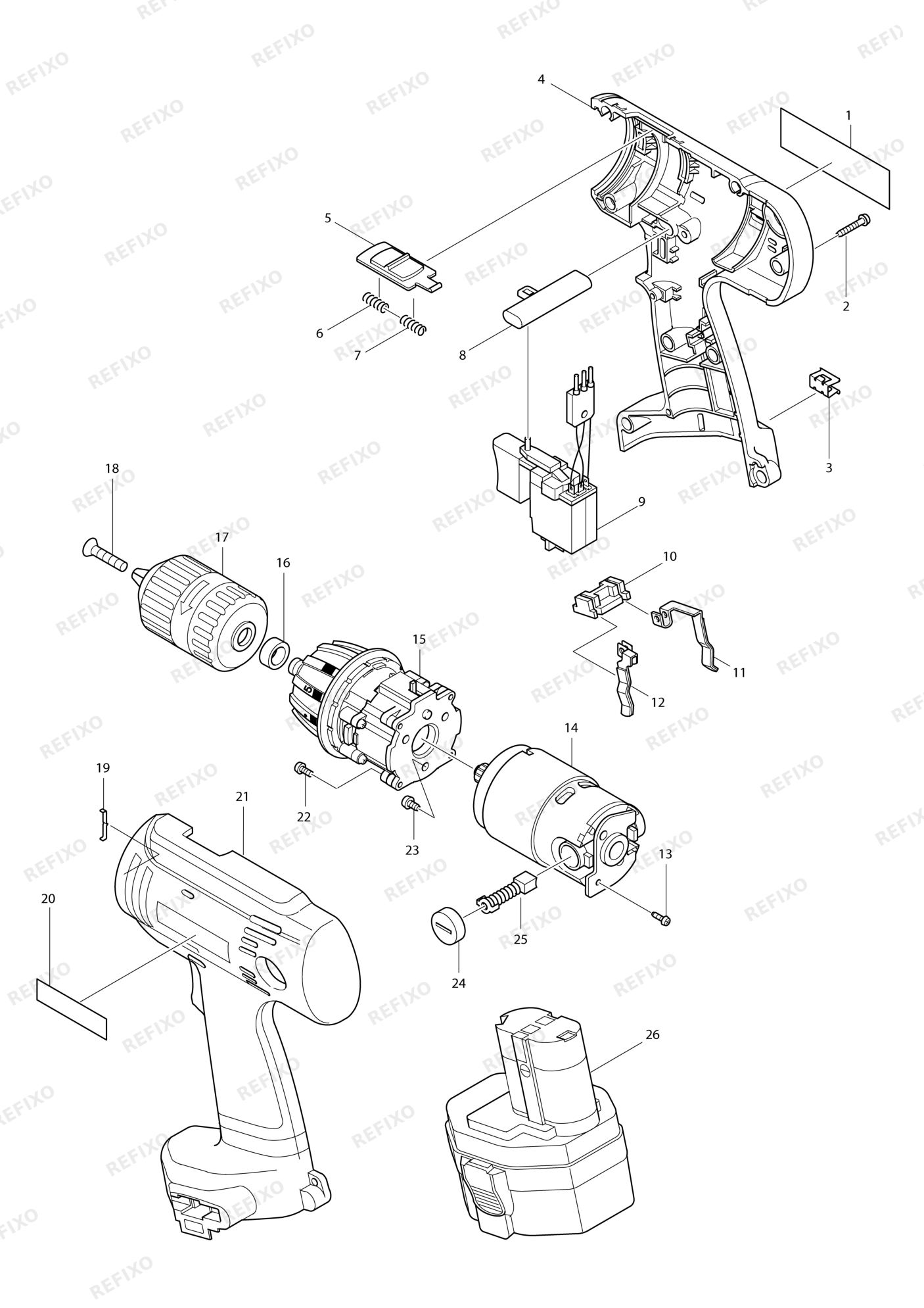 MAKITA 6333D — схема запчастей