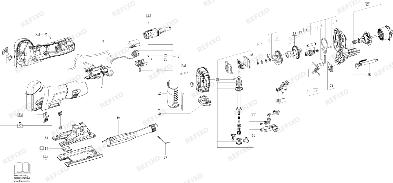 Festool PS 420 EBQ 230V - Pendelstichsäge 10003702 — схема запчастей