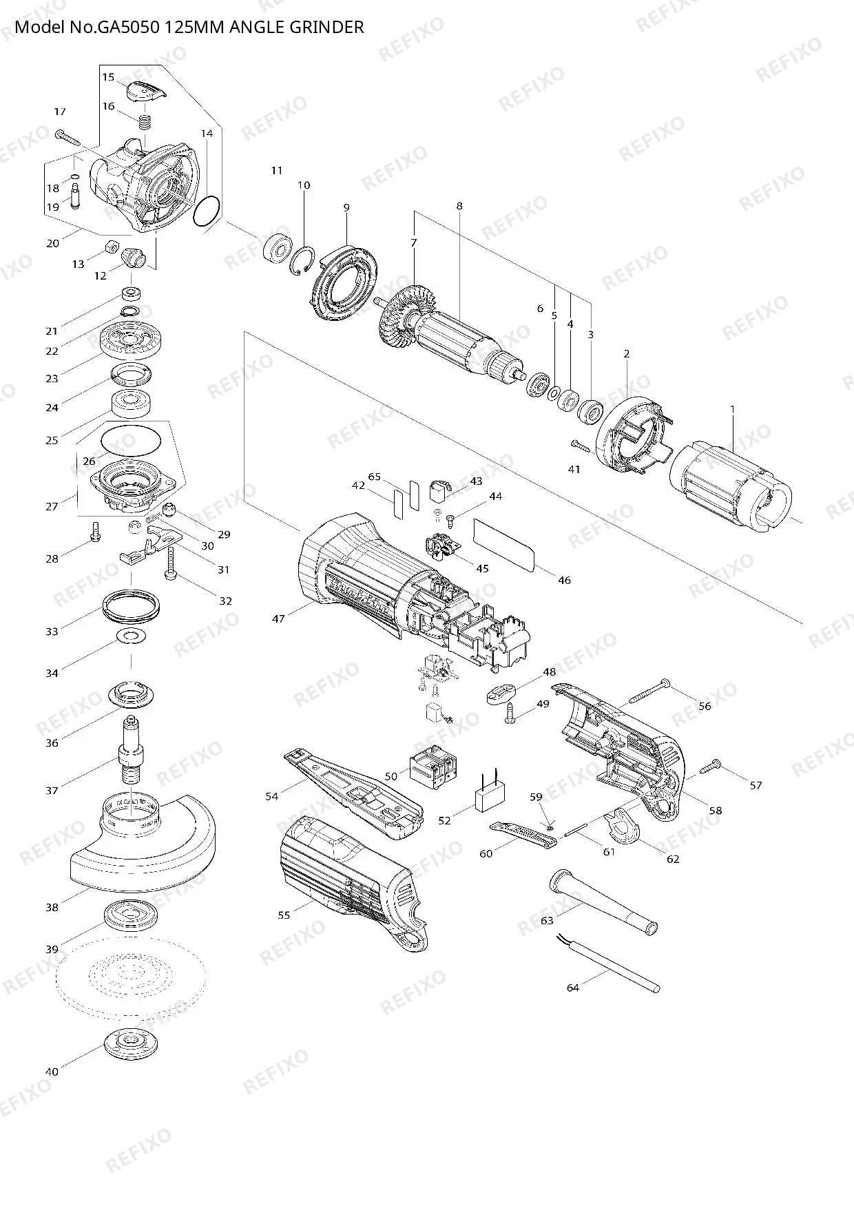 MAKITA GA5050 — схема запчастей