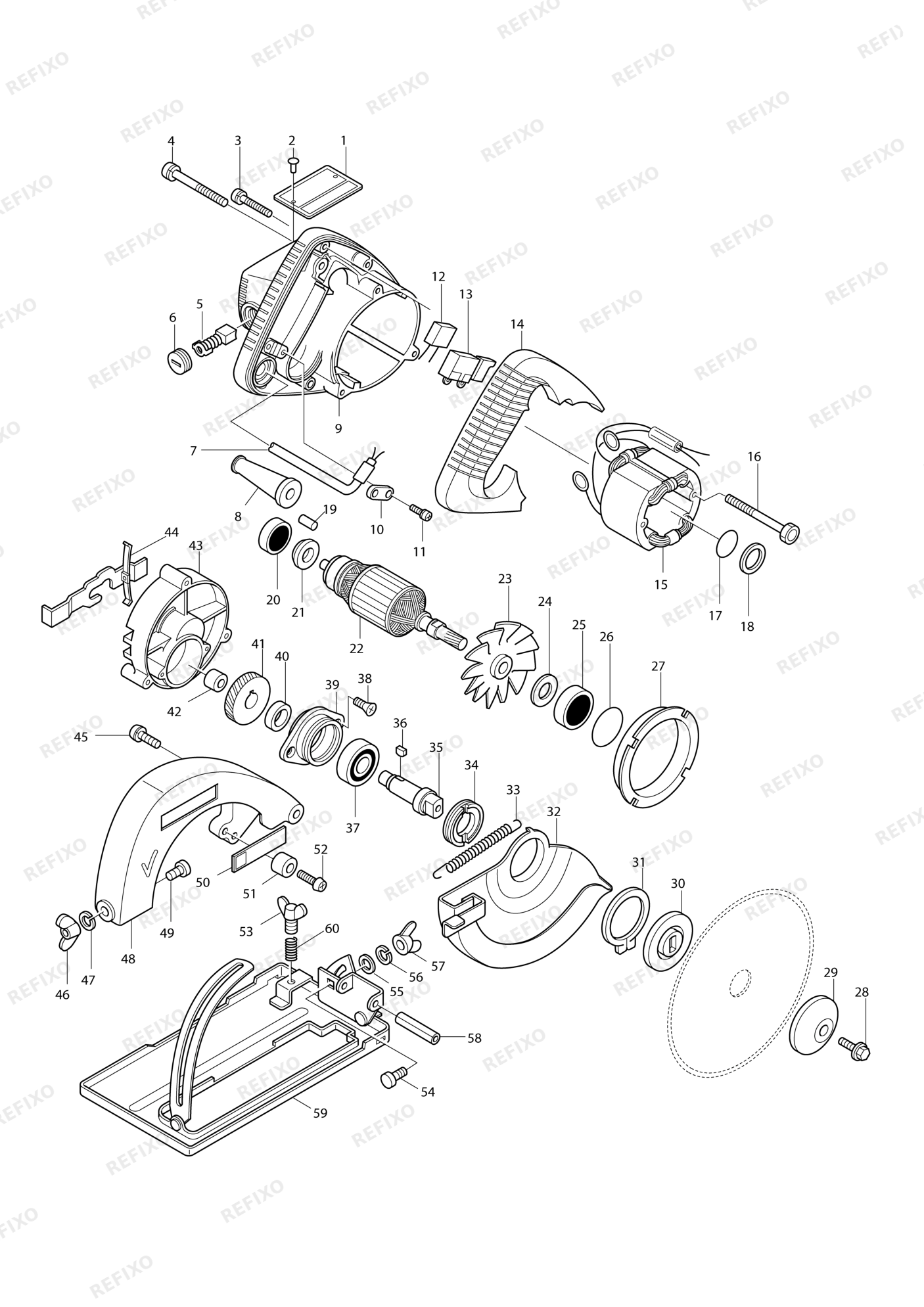 MAKITA 5800NB — схема запчастей