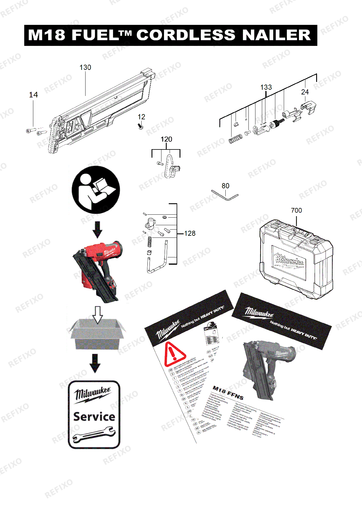 MILWAUKEE M18FFNS 502C IN2 4933478302 4000481239 — схема запчастей