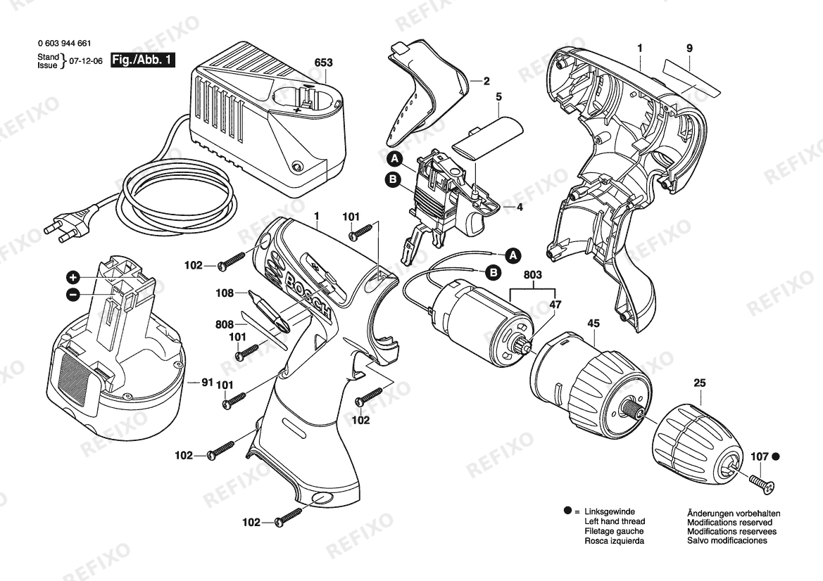 Bosch Шуруповёрт PSR 960 | 9.6 V | 001 - EU (0 603 944 661) — схема запчастей