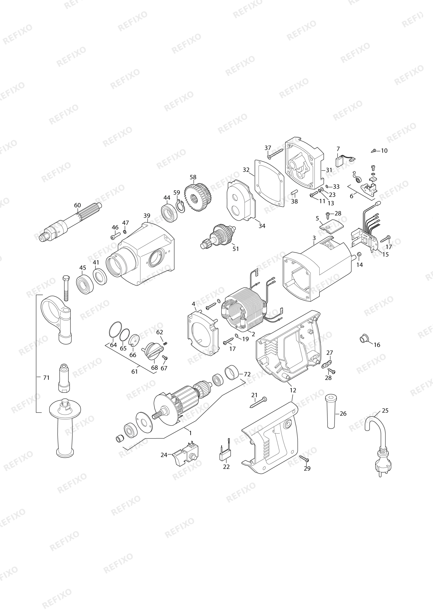 MAKITA DBM130 — схема запчастей