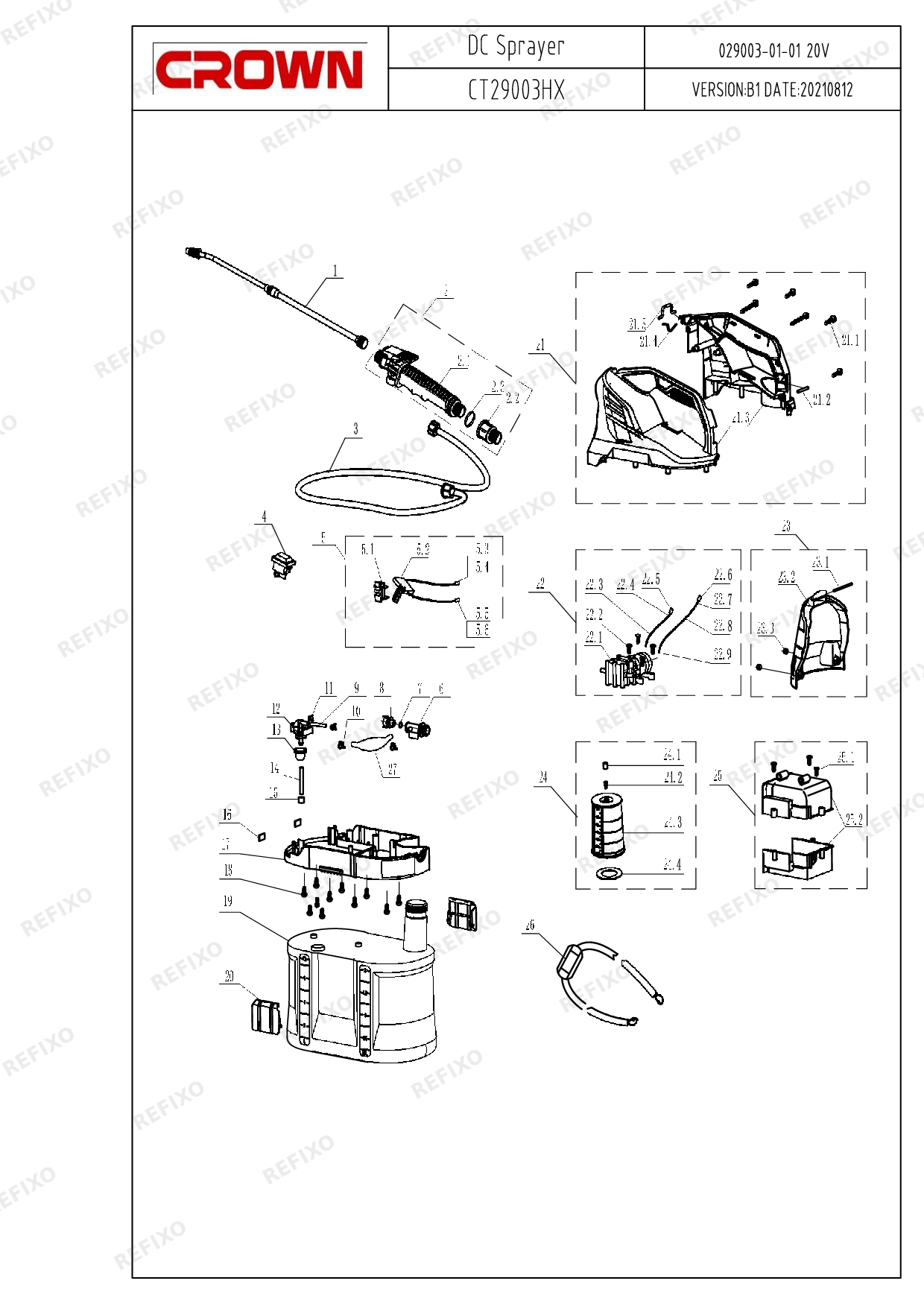 CROWN CT29003HX — схема запчастей