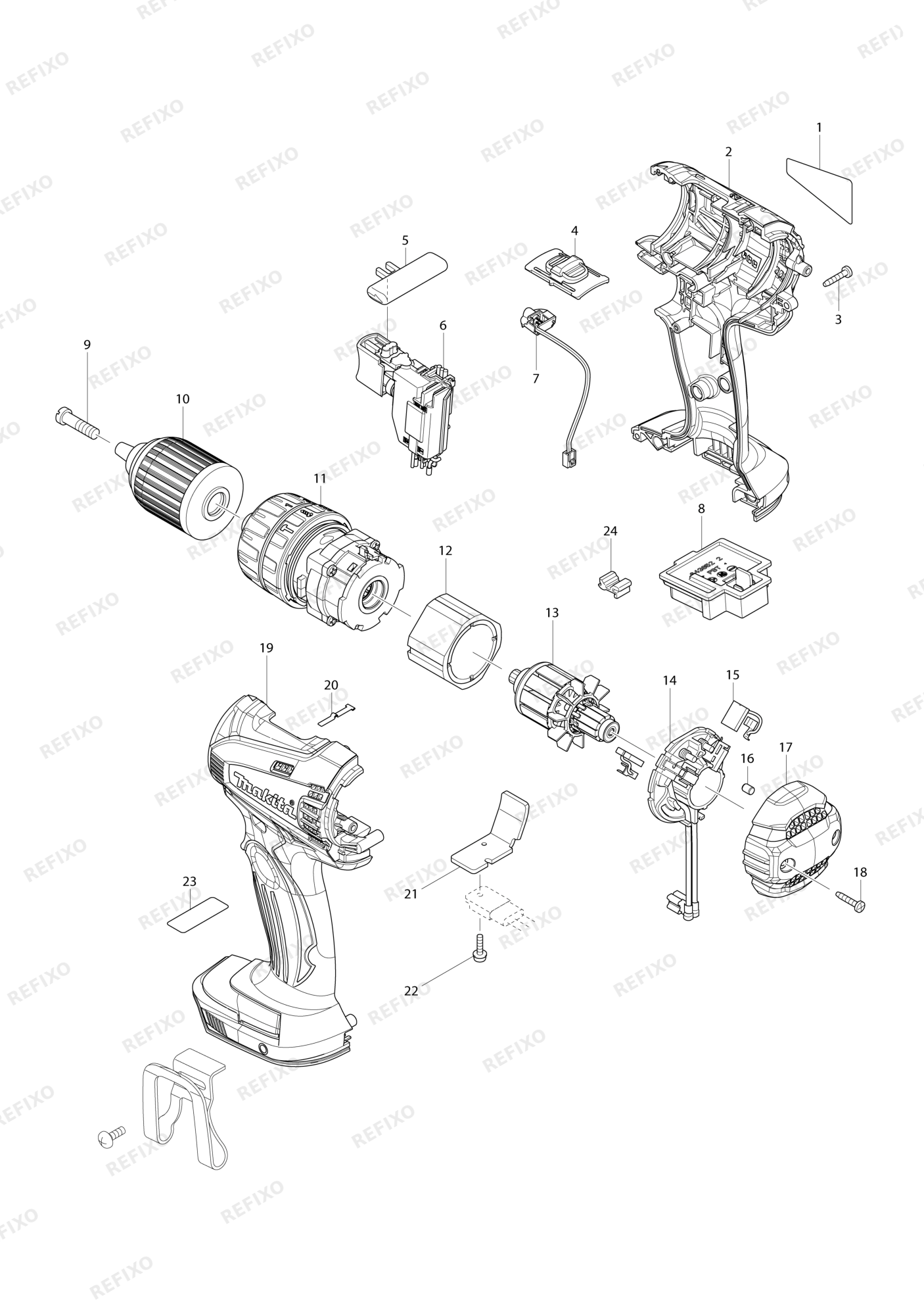 MAKITA BHP456 — схема запчастей