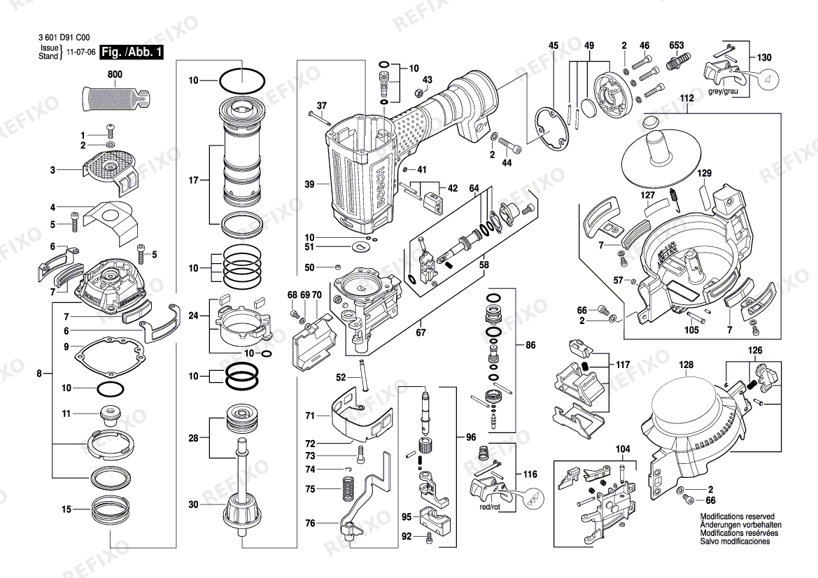 Bosch Druckluftnagler GCN 45-15 (3 601 D91 C00) — схема запчастей