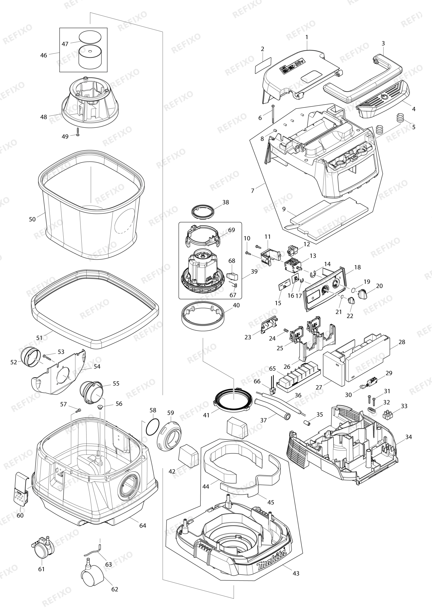 MAKITA DVC860L — схема запчастей
