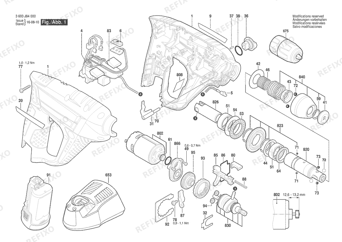 Bosch Аккумуляторный - перфоратор Uneo | 12 V | 009 - CN (3 603 J84 080) — схема запчастей