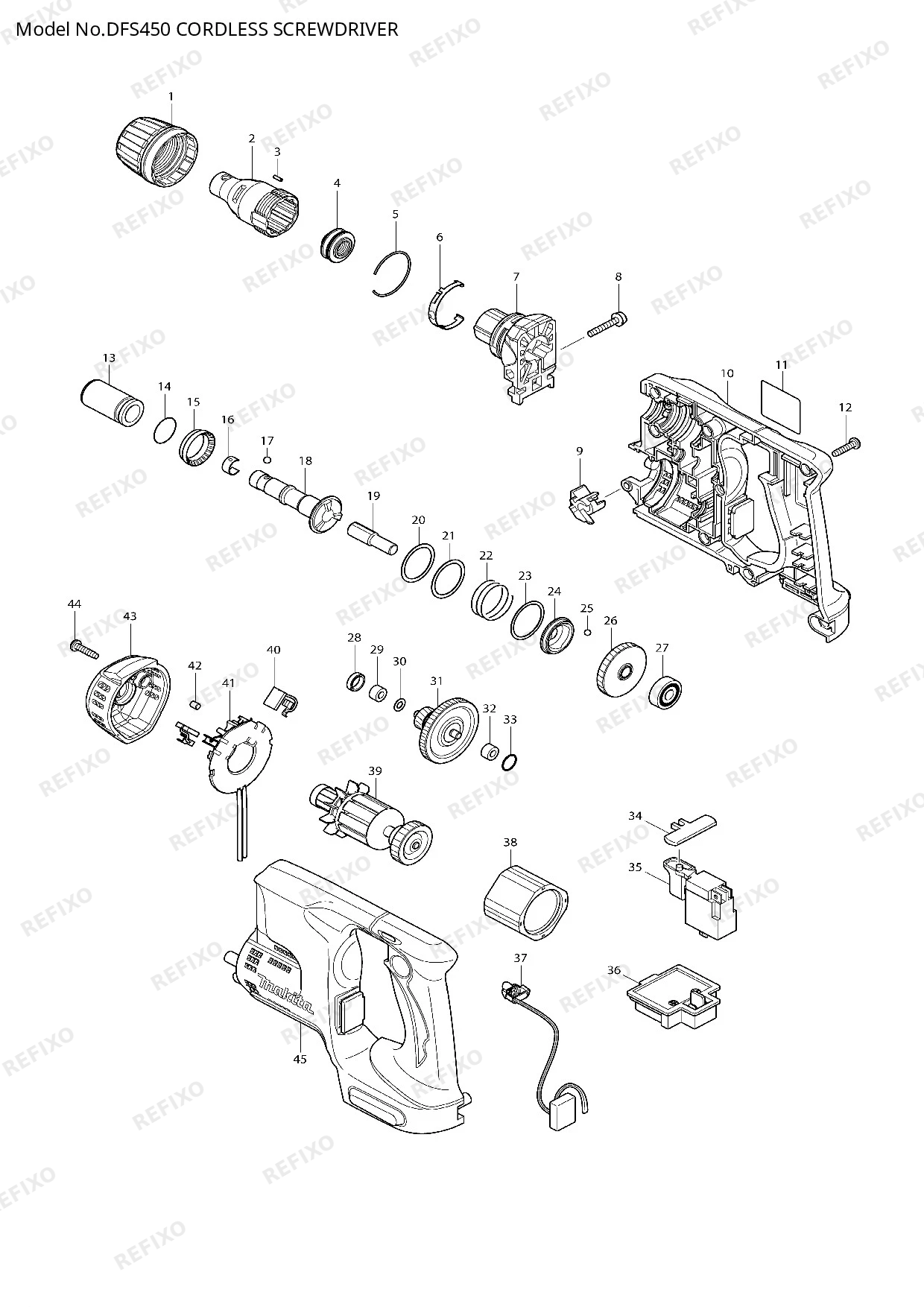 MAKITA DFS450 — схема запчастей