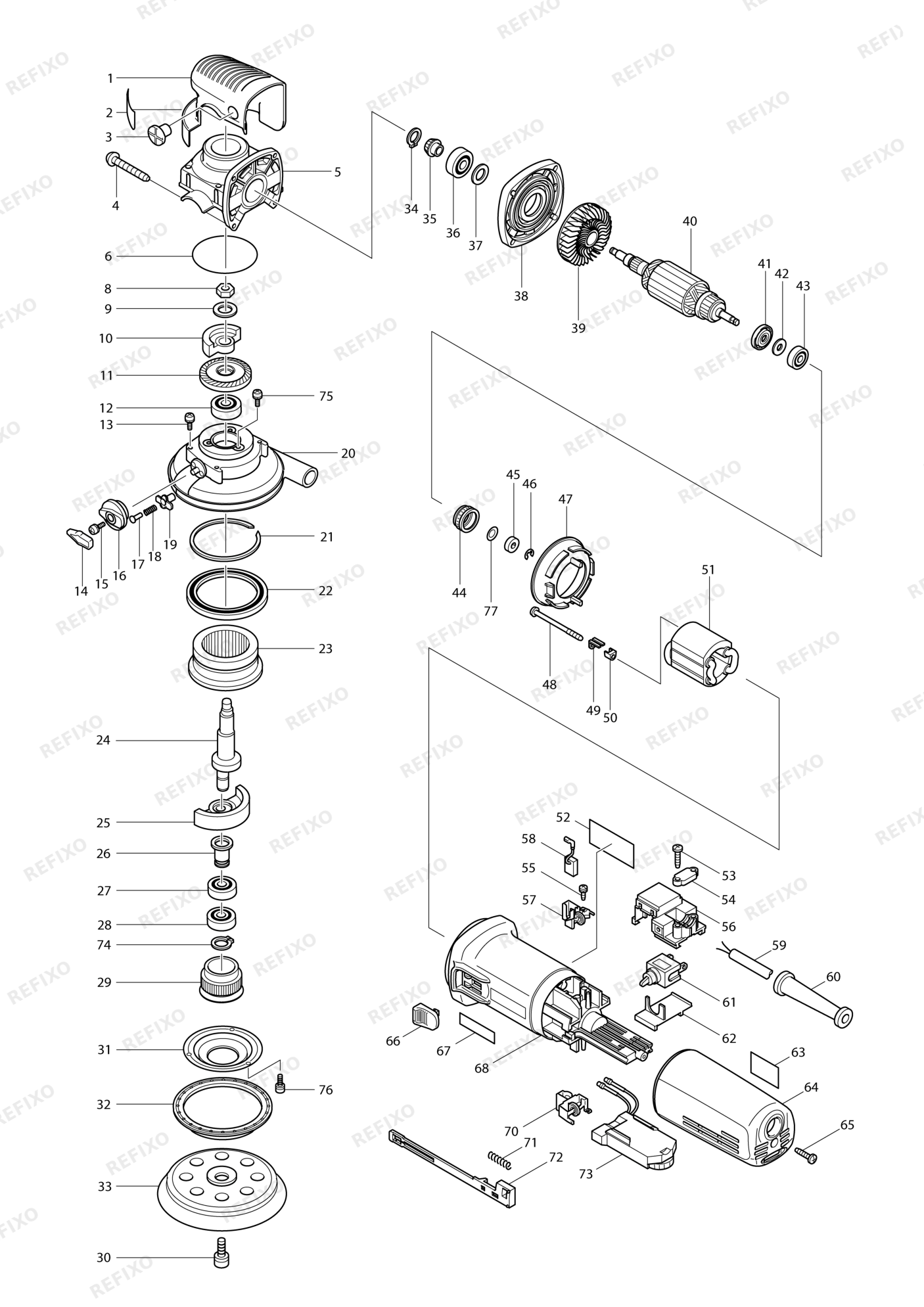 MAKITA BO6040 — схема запчастей