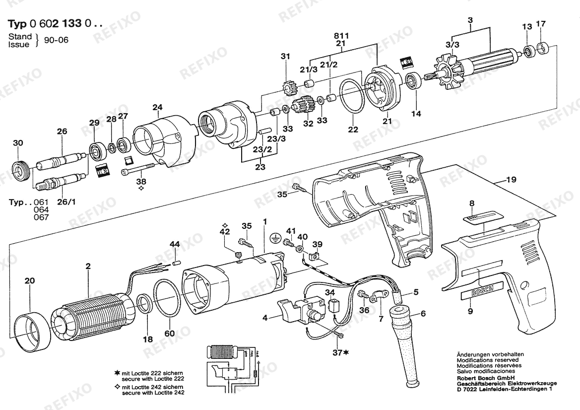 Bosch Дрель HF-BOHRMASCHIN (0 602 133 001) — схема запчастей