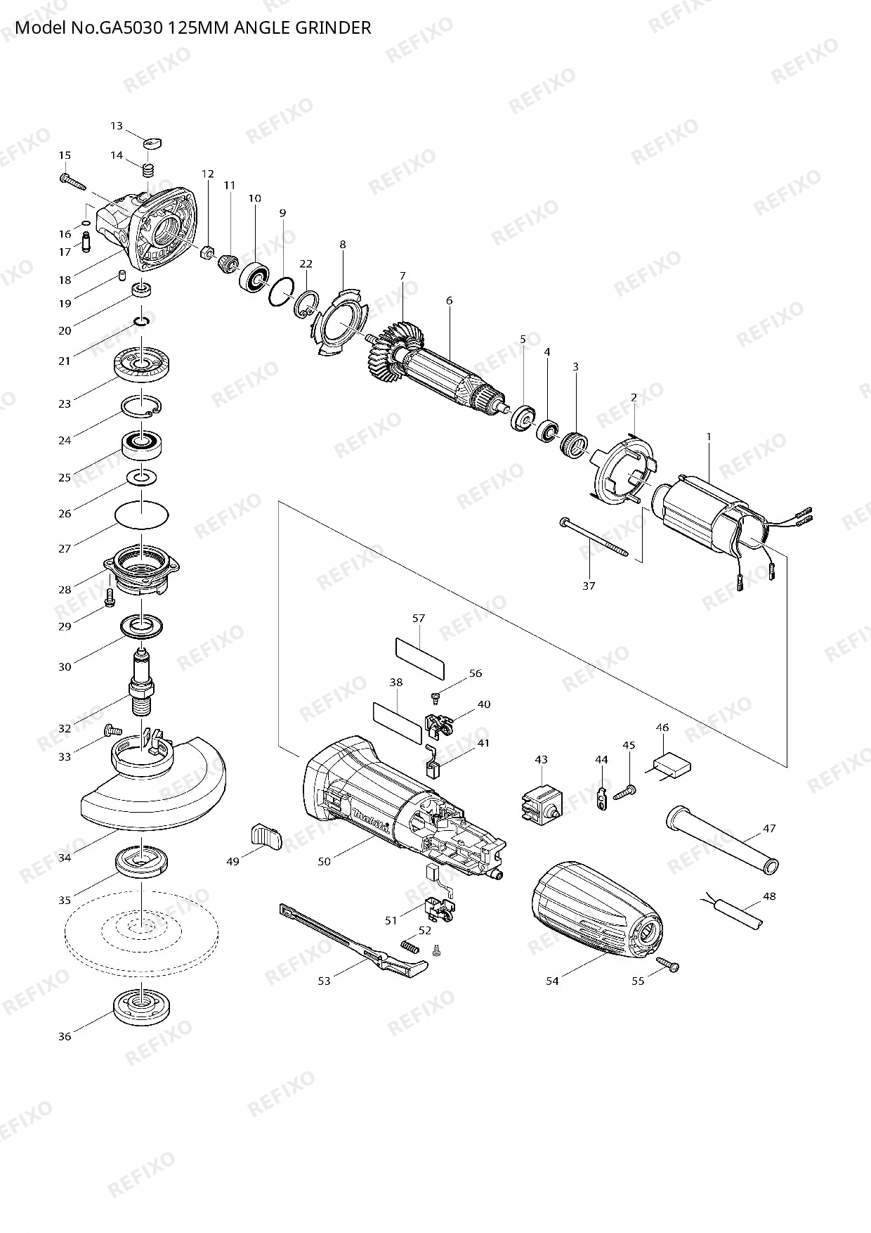 MAKITA GA5030 — схема запчастей