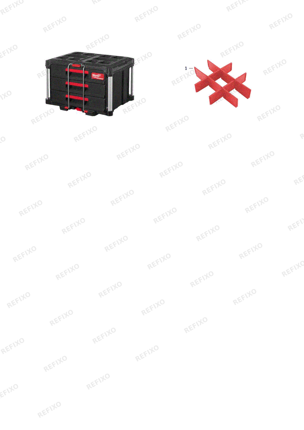 MILWAUKEE PACKOUT 3 DRAWER TOOL BOX 4932472130 4000483526 — схема запчастей