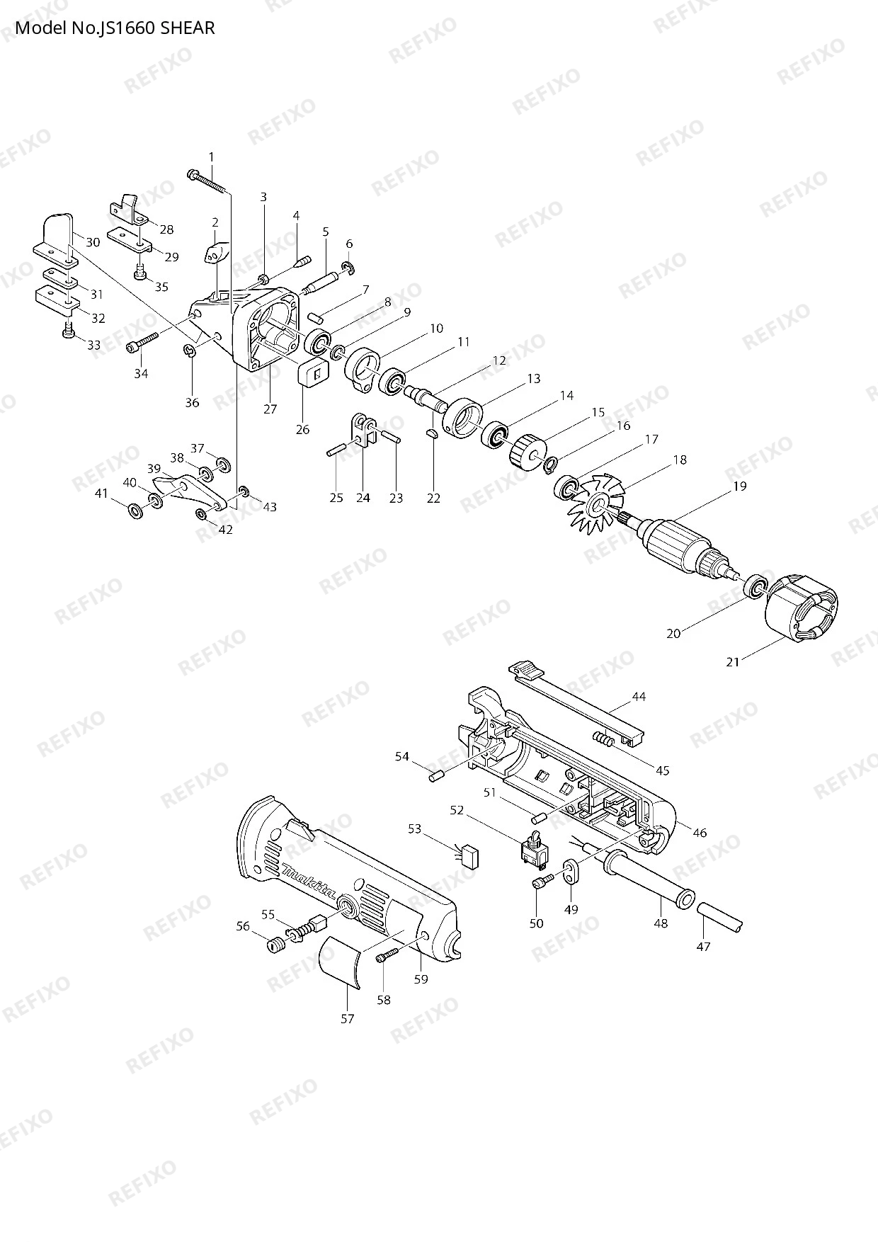 MAKITA JS1660 — схема запчастей