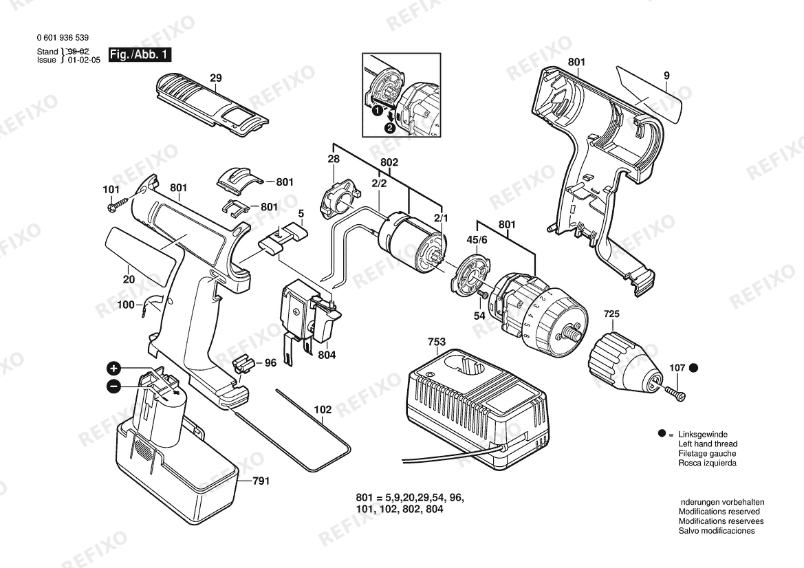 Bosch Аккумуляторный -Mittelgriffschrauber 3310 | 061 - US (0 601 936 539) — схема запчастей