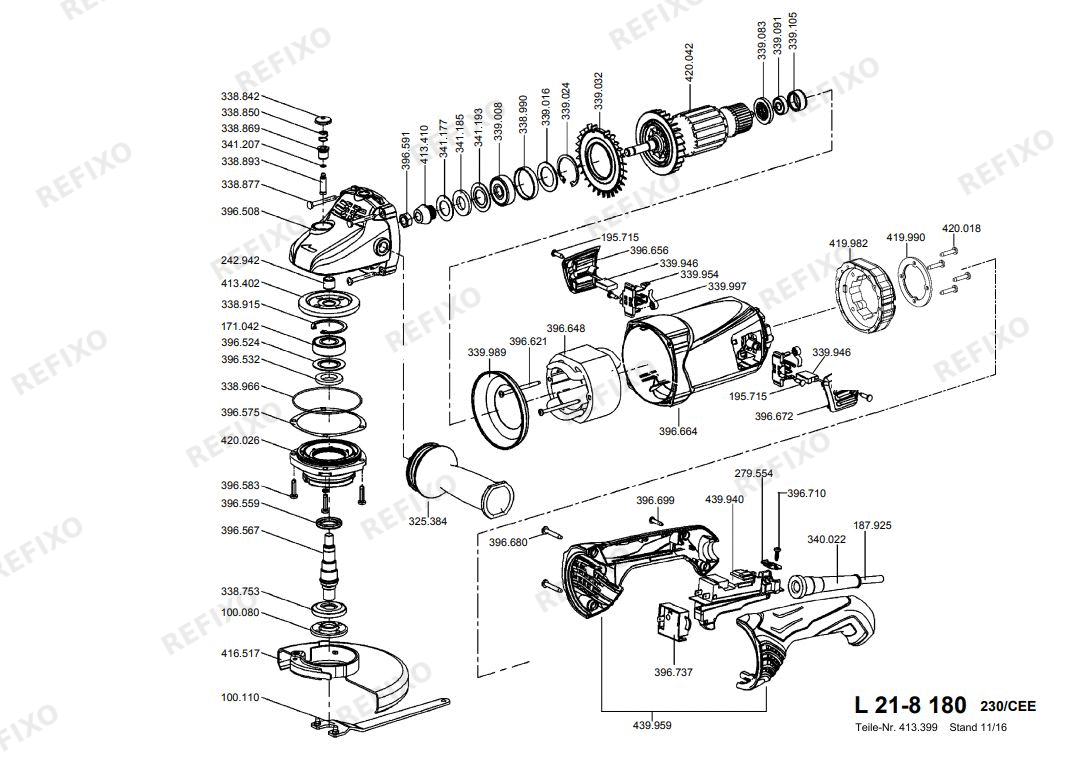 Flex L 21-8 180 230BS — схема запчастей