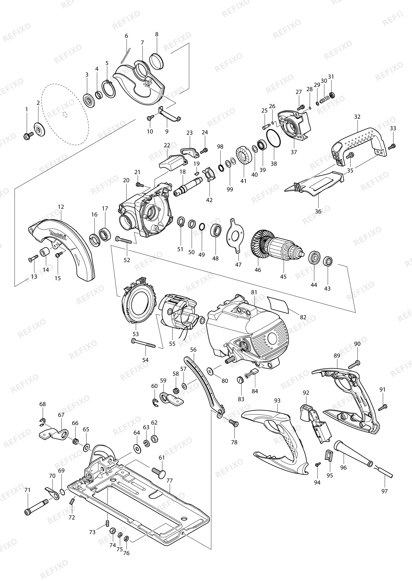 MAKITA 5477NB — схема запчастей